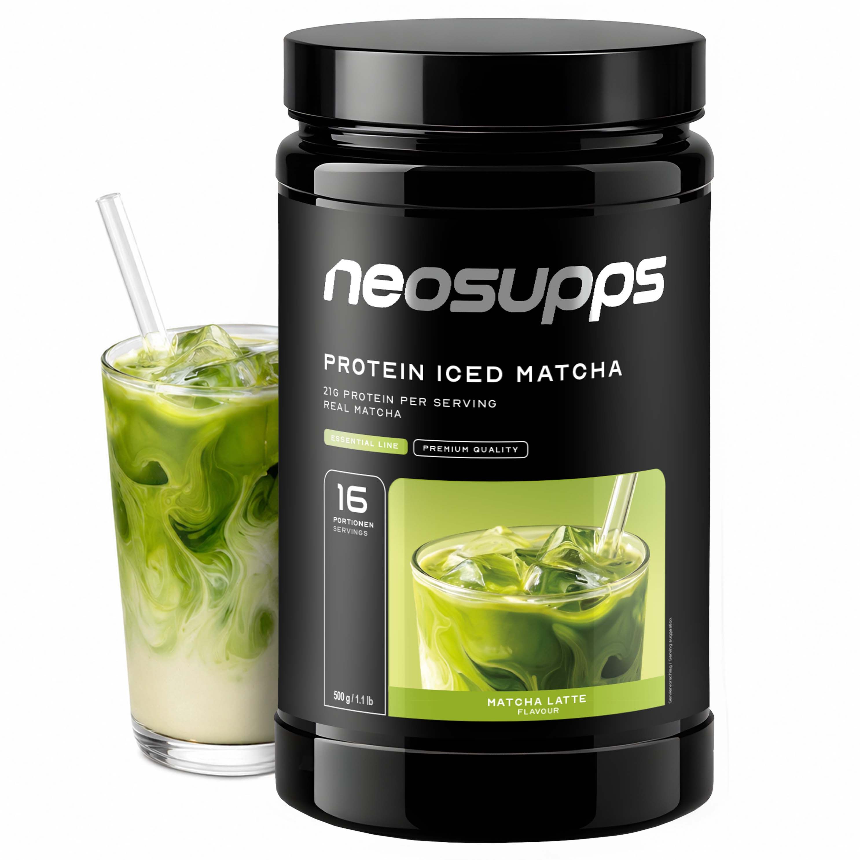Neosupps Protein Iced Matcha Latte mit echtem Matcha, Eiweißpulver