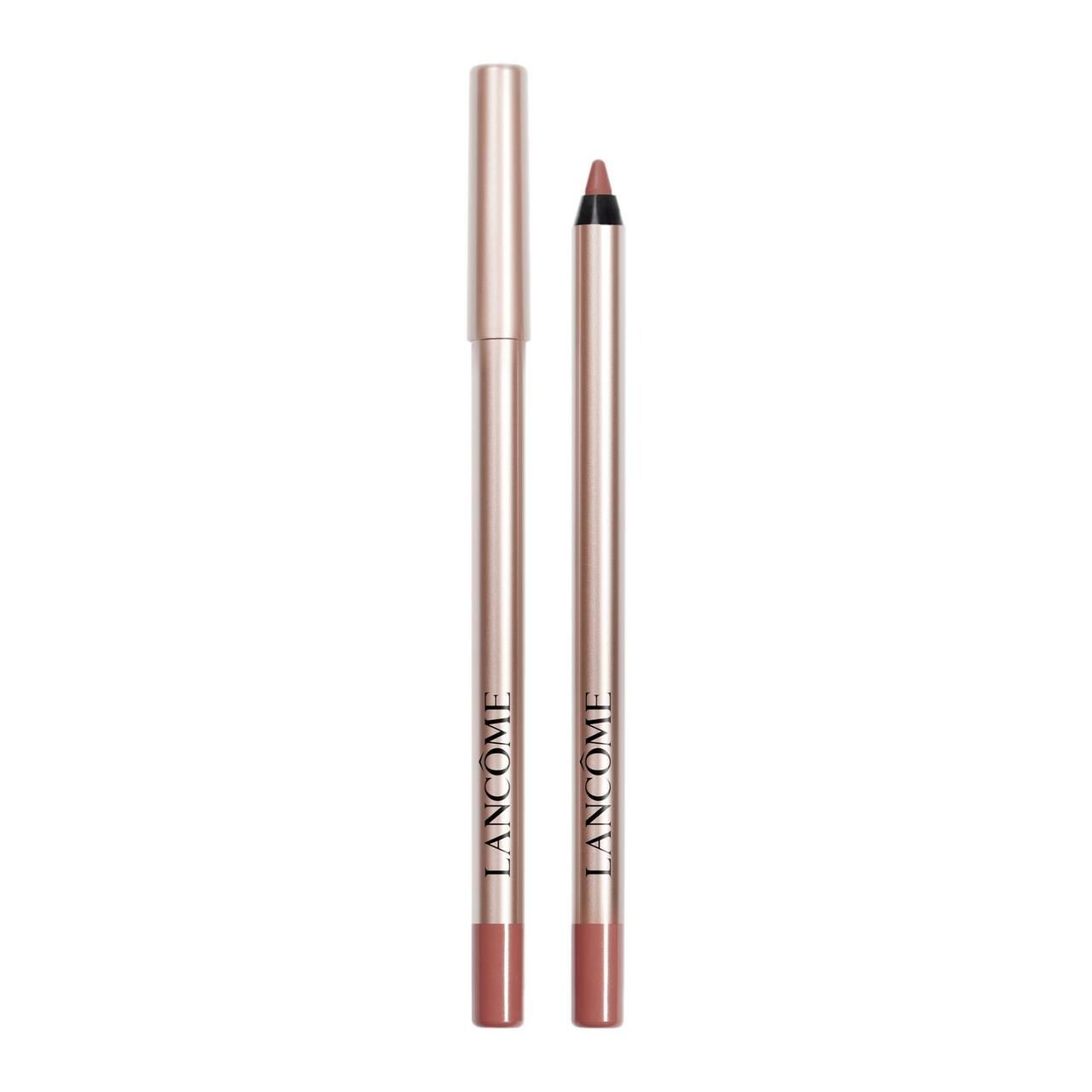 Zwei Lipliner mit roségoldfarbenen Hüllen. Aufgedruckt ist der Markenname LANCOME. Ein Lipliner ist geöffnet.