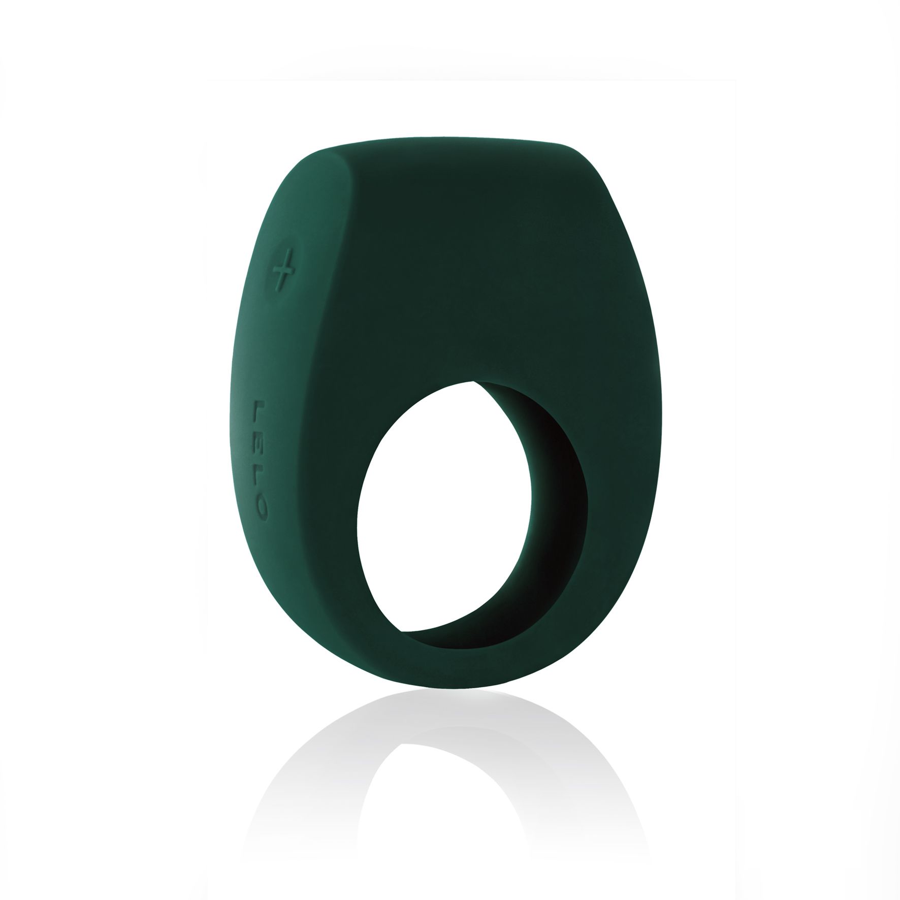 Dunkelgrüner Silikon-Vibrationsring mit Ladeanzeige.