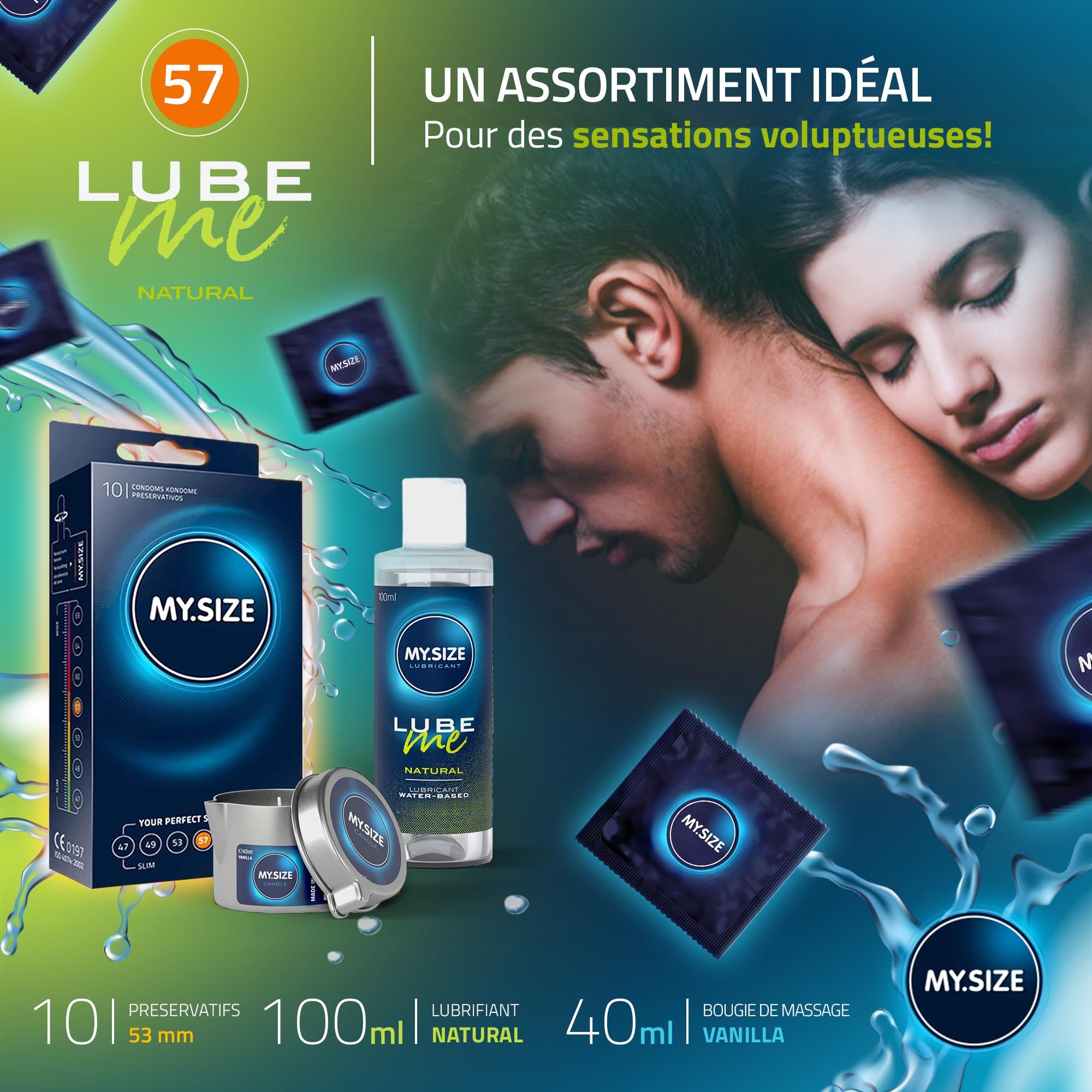 MY.SIZE PRO Kondome + LUBE ME Natural + Body Candle Set