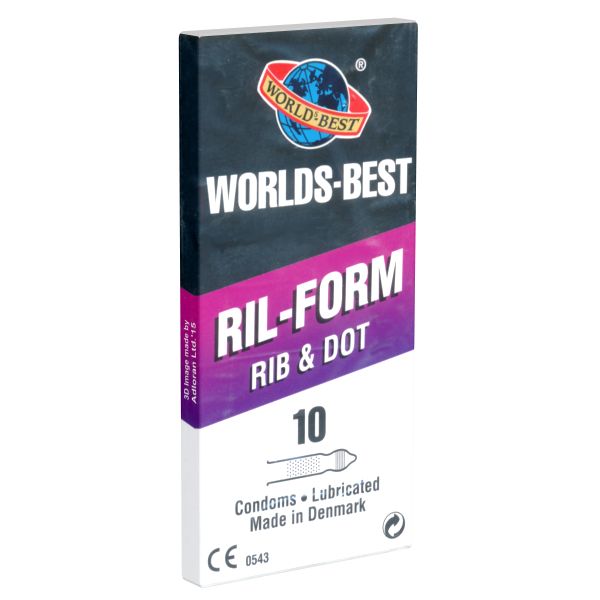 Worlds Best *Ril Form Rib & Dot* erregungsintensive Kondome mit raffinierten Rippen und Noppen