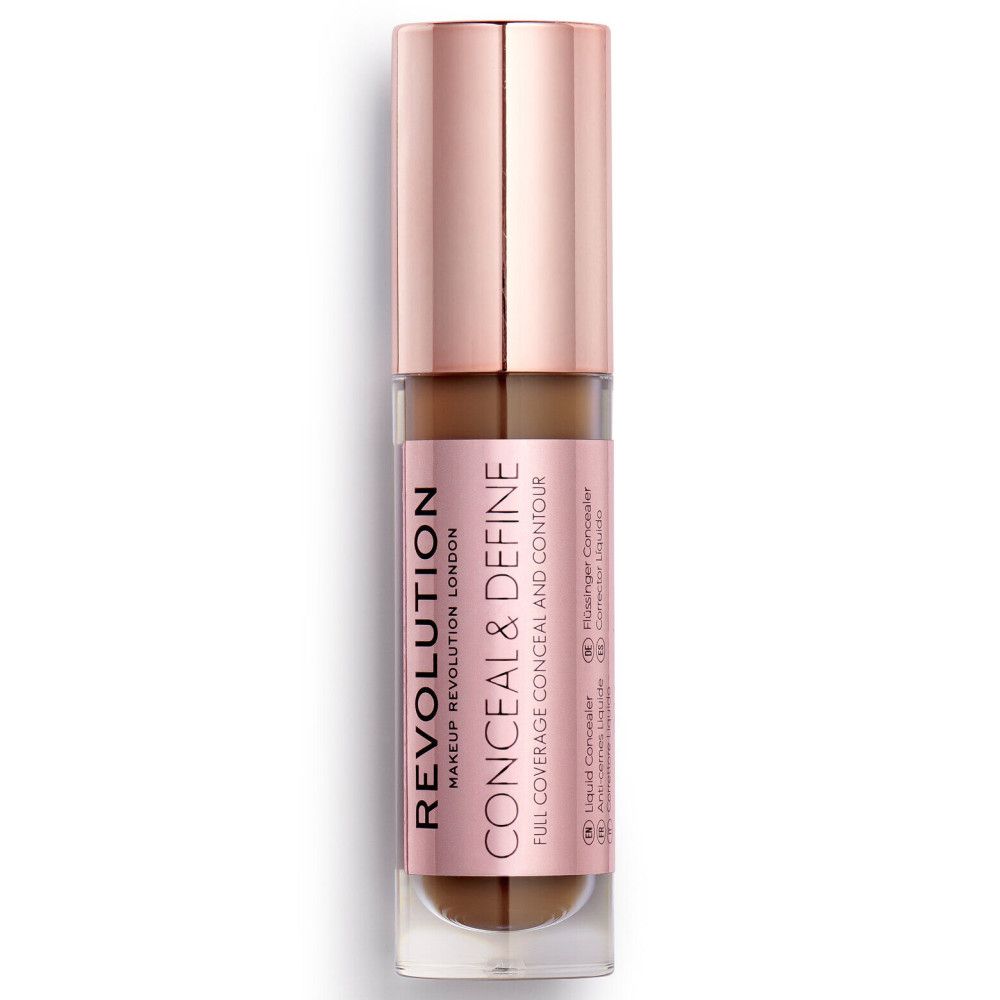 Concealer-Fläschchen mit roségoldfarbenem Deckel. Produktname und Marke sichtbar.
