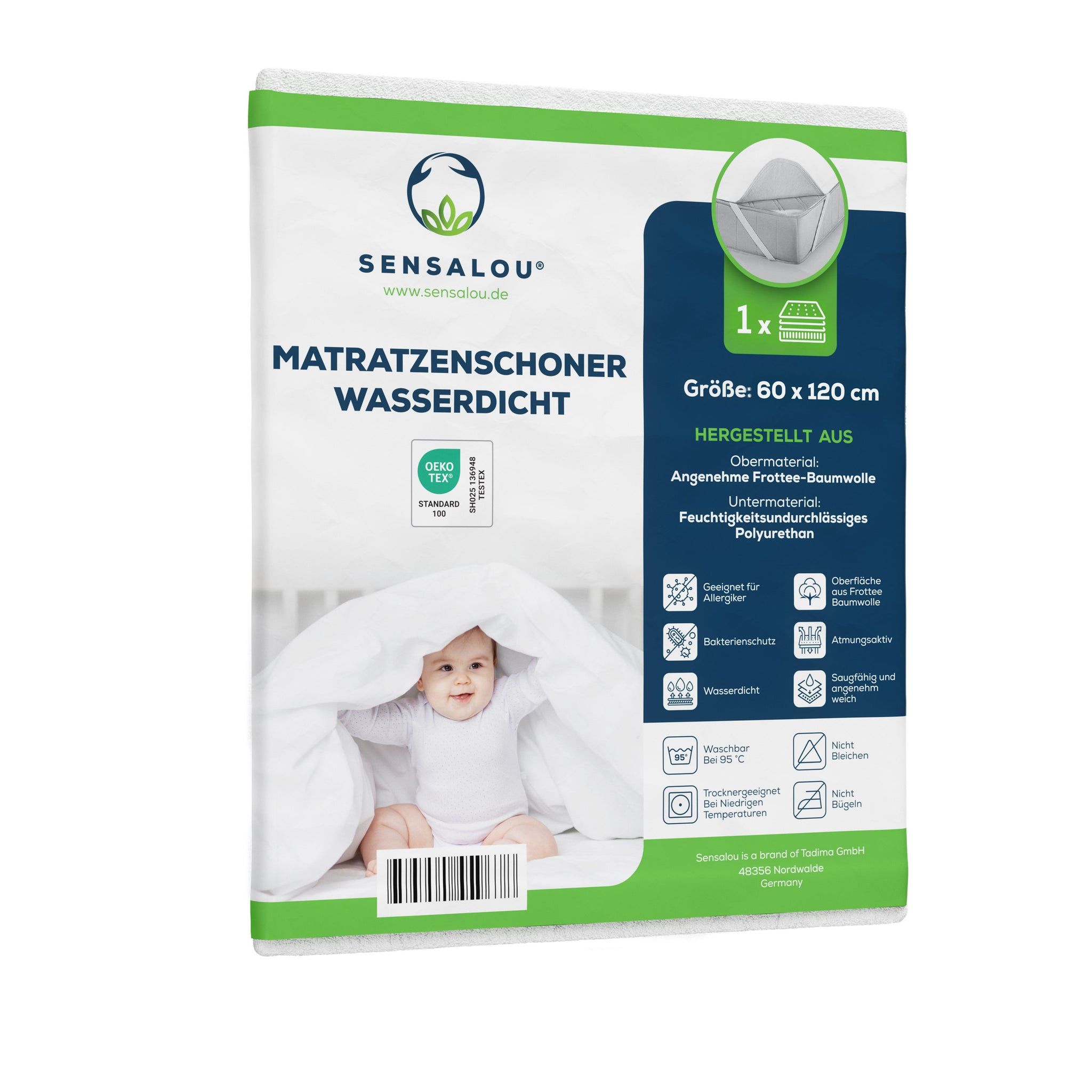 Sensalou Matratzenschoner wasserdicht 60 x 120 cm Matratzenschutzauflage 2er Set