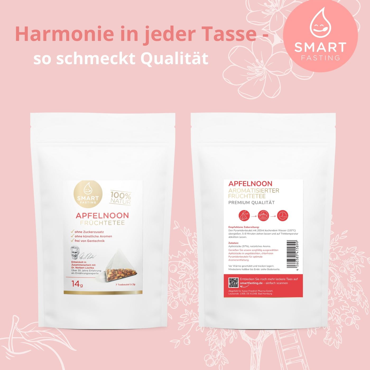 Smart Fasting® Früchtetee Apfel - 97% Apfelstücke - naturbelassen, vegan, 21 Beutel