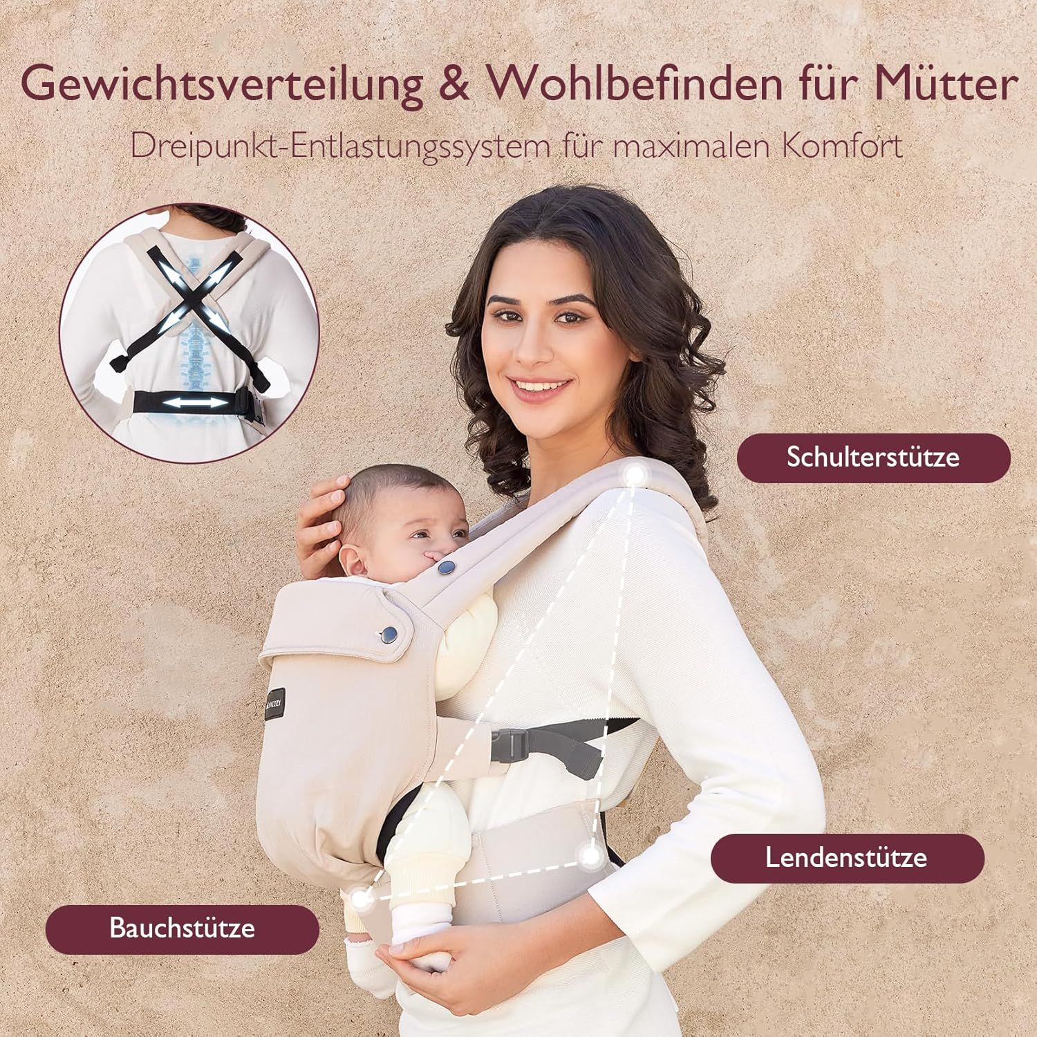 Momcozy Baby Trage - Leichte & Atmungsaktive Khaki