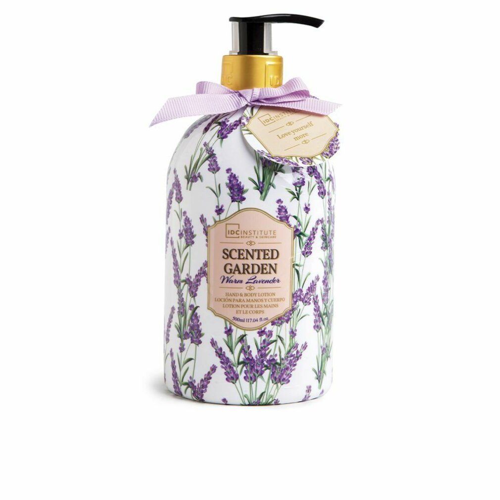 Flasche mit Lavendelmotiv und Pumpspender.