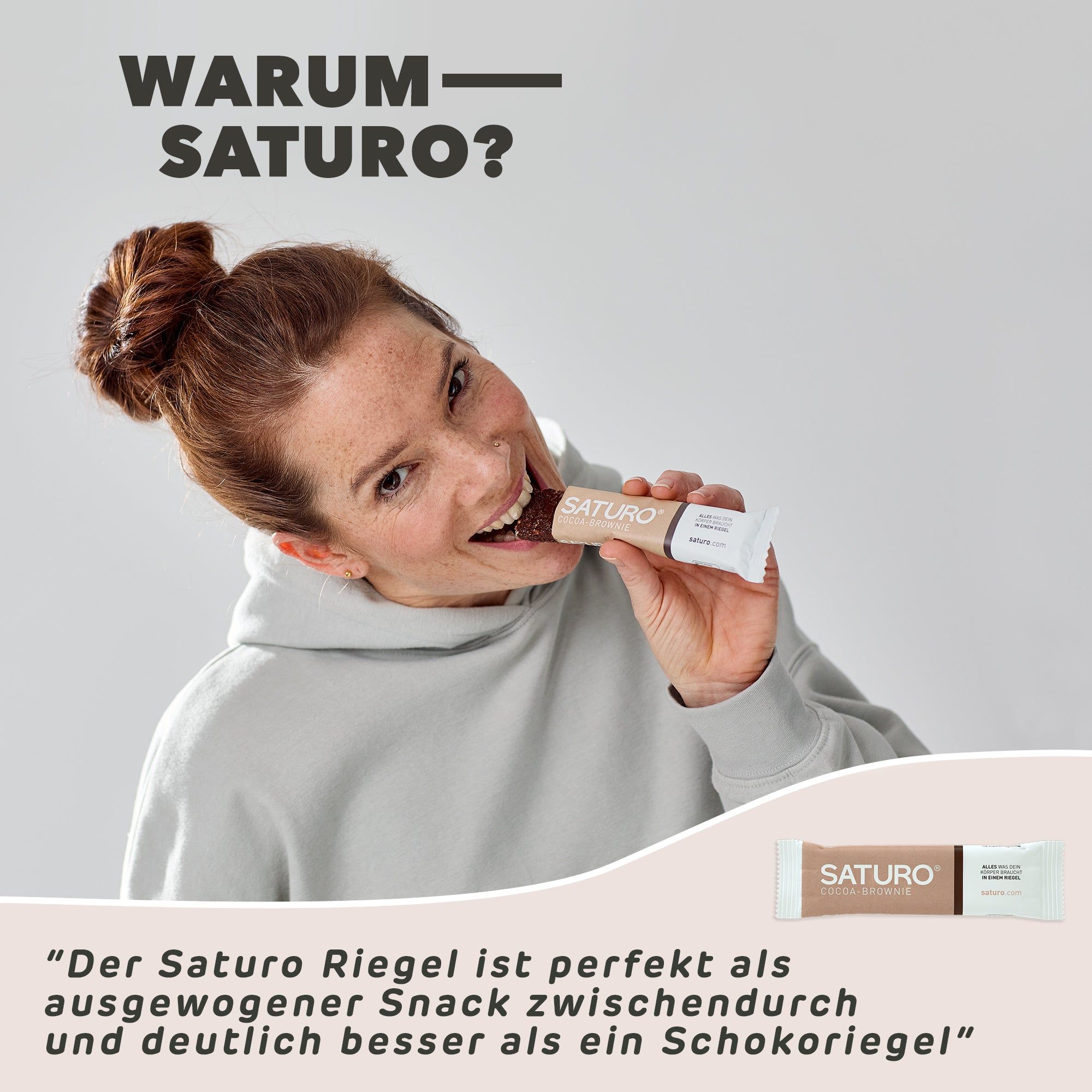 Saturo Energieriegel | Cocoa-Brownie | alle 26 Vitamine & Mineralstoffe, reich an Protein | vegan
