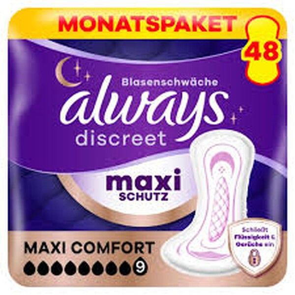 Always Discreet Inkontinenz-Einlagen Maxi Comfort Monatspaket