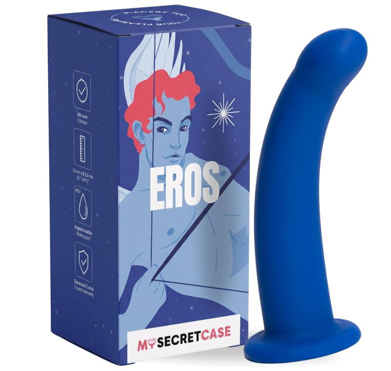 MySecretCase gebogener Silikon-Dildo Blau