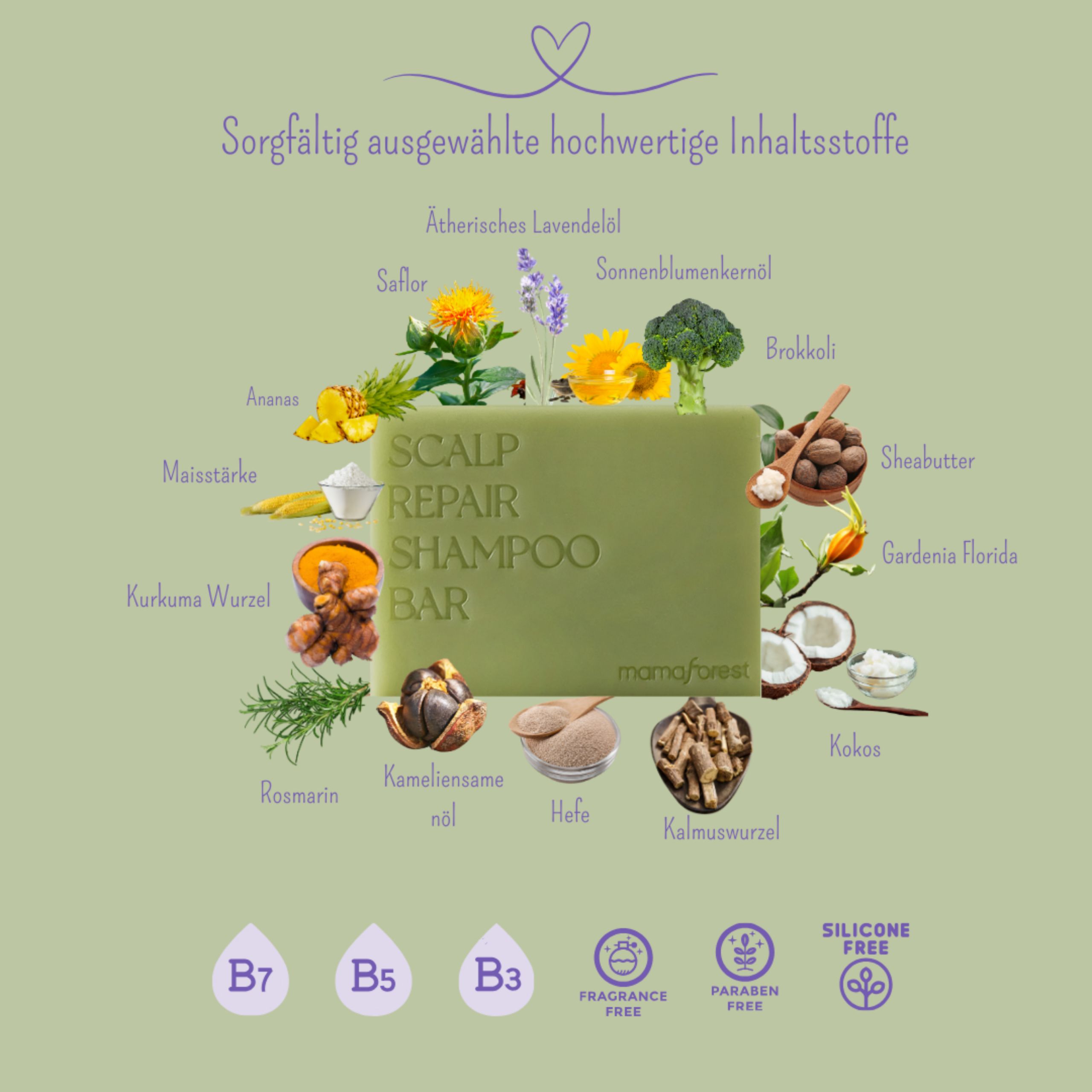 Mamaforest Scalp Repair festes Shampoo – K-Beauty Shampoo Bar für empfindliche Kopfhaut