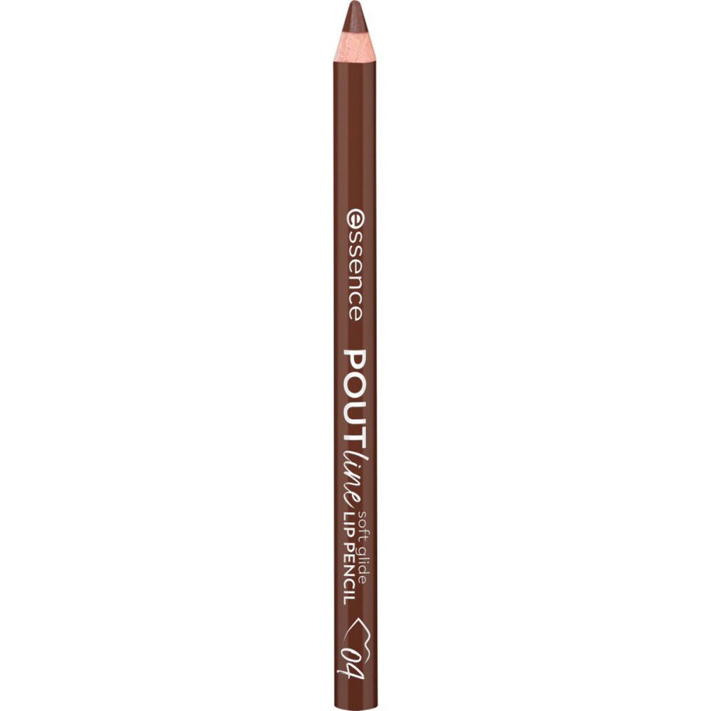 Brauner Lipliner-Stift. Aufschrift: Essence, Poutline Soft Glide Lip Pencil, 04.