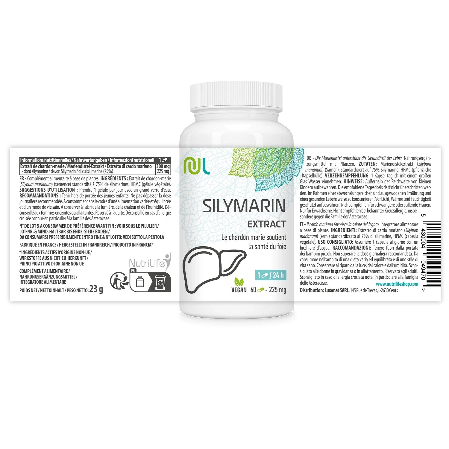 NutriLife Silymarin-Extrakt (Mariendistel) – Leberfunktion – vegan