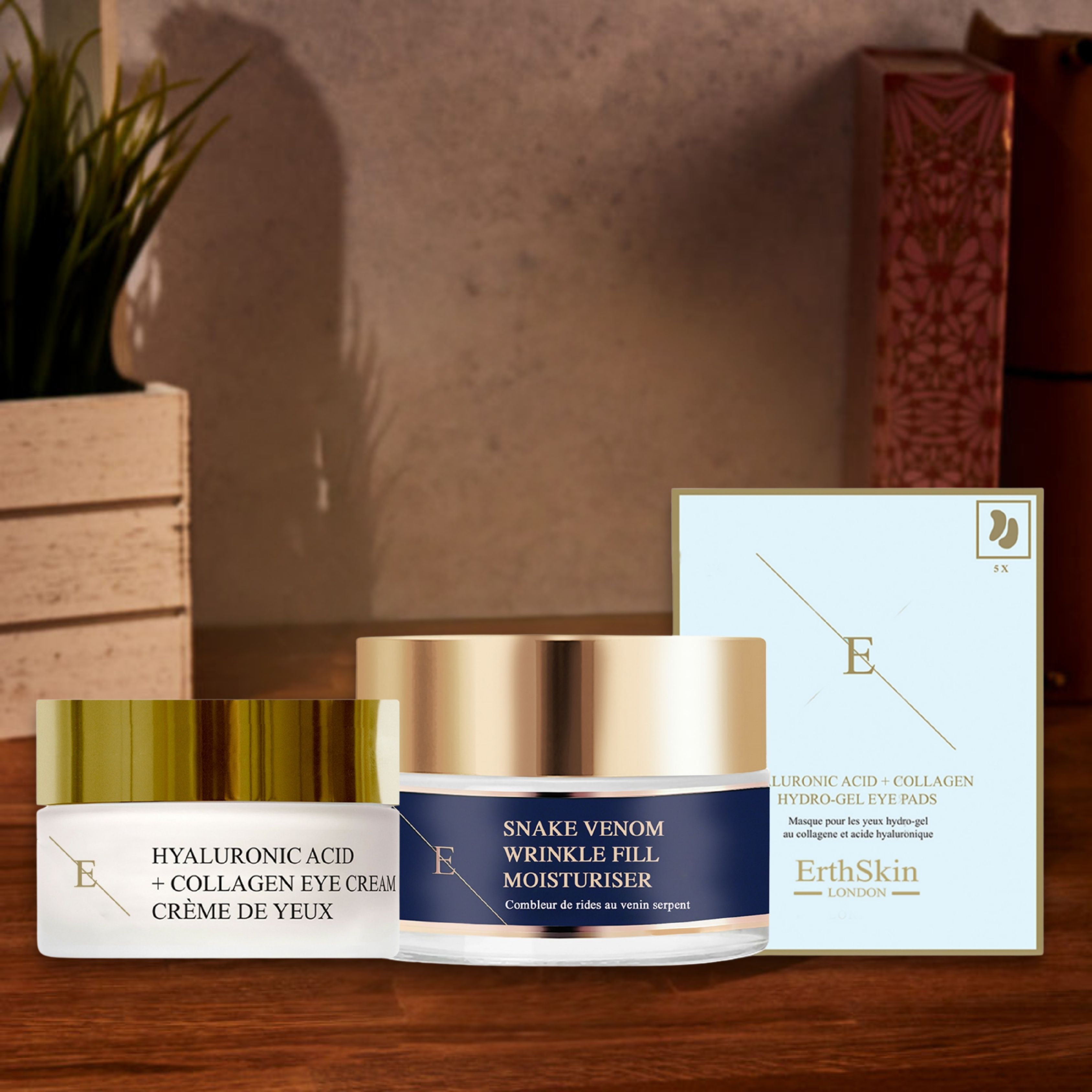 ErthSkin London Hyaluronsäure-Augencreme + Feuchtigkeitscreme zum Auffüllen von Falten   + Augenpads