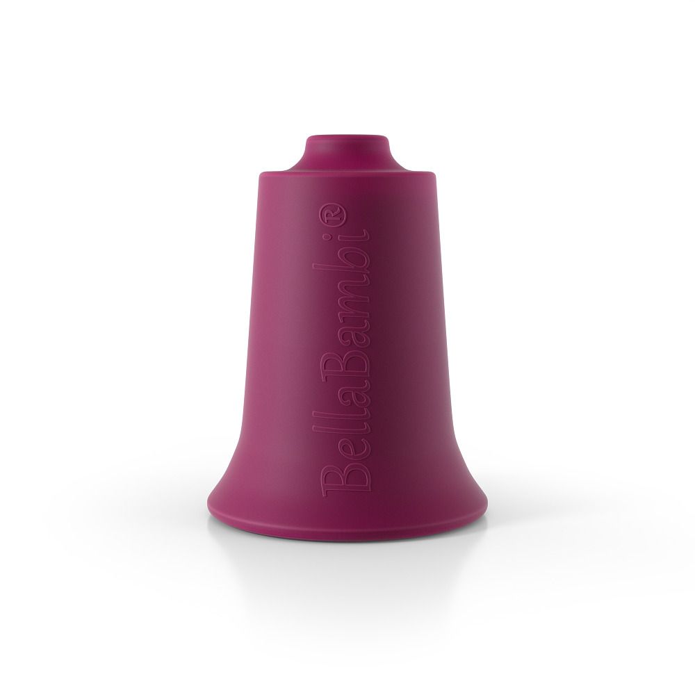 Magenta Schröpfkopf, Glockenform mit schmalem Hals. Produktname 'Bella Bambi' seitlich.