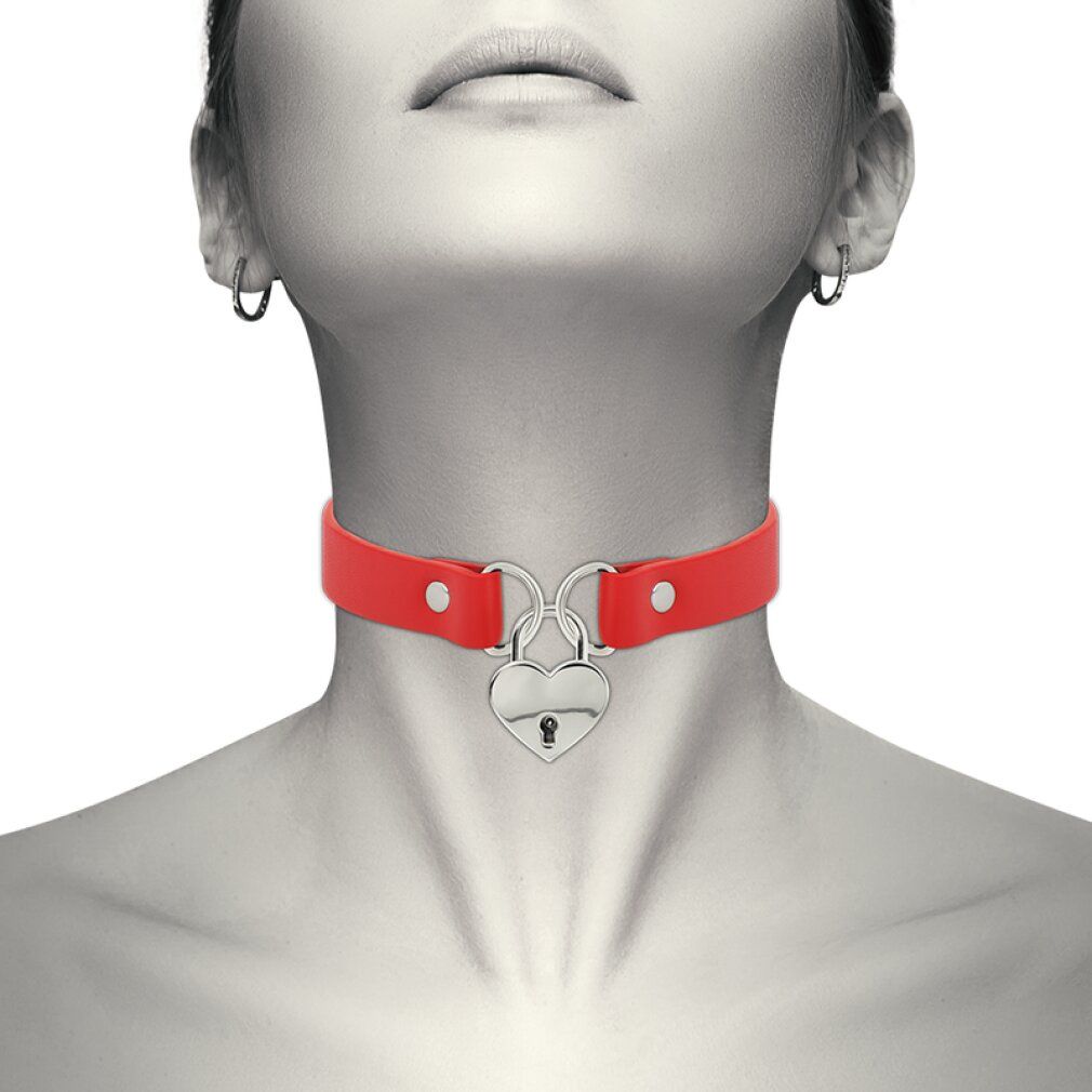 Coquette chic desire hand crafted choker keys heart - red