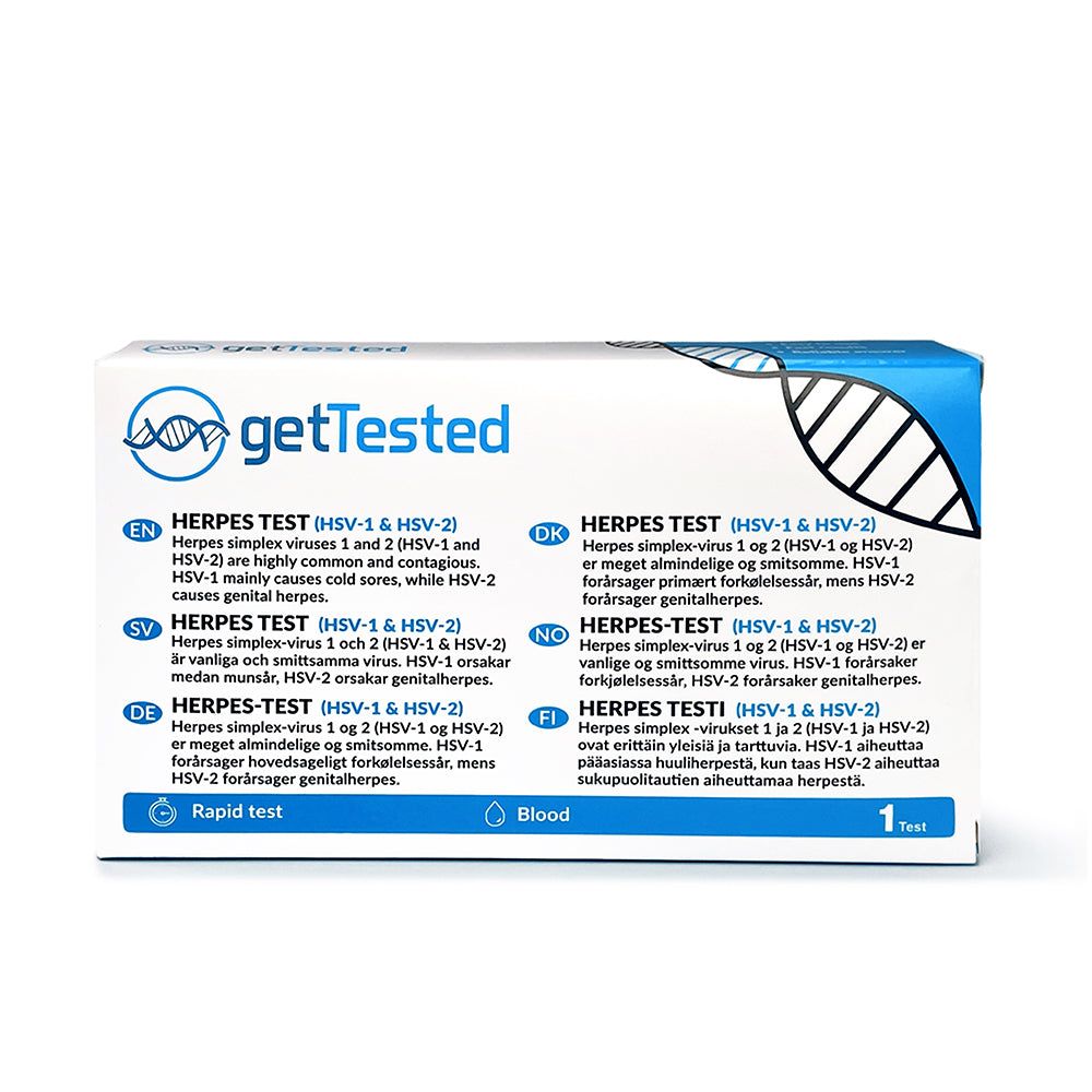 GetTested Herpes-Test-Packung. Enthält Informationen zu Herpes simplex Viren. Enthält 1 Test.