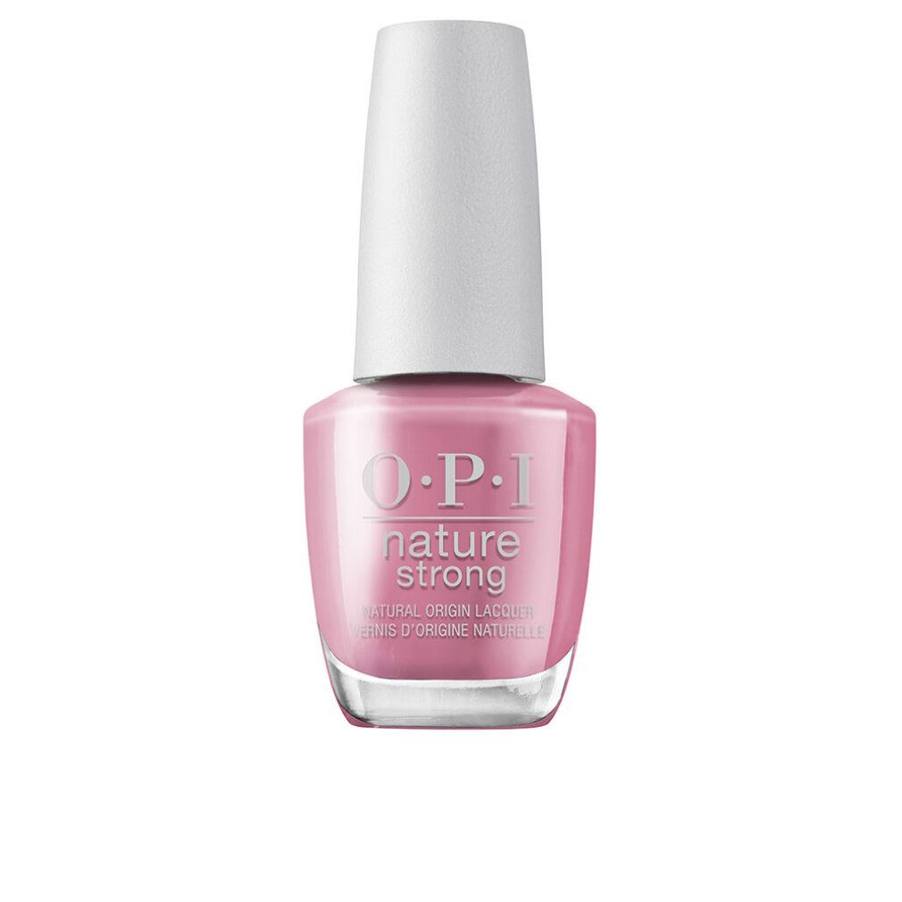 OPI Nature Strong Nagellack. Rosa Flasche mit weißem Deckel. Aufschrift: OPI, nature strong, Natural Origin Lacquer.