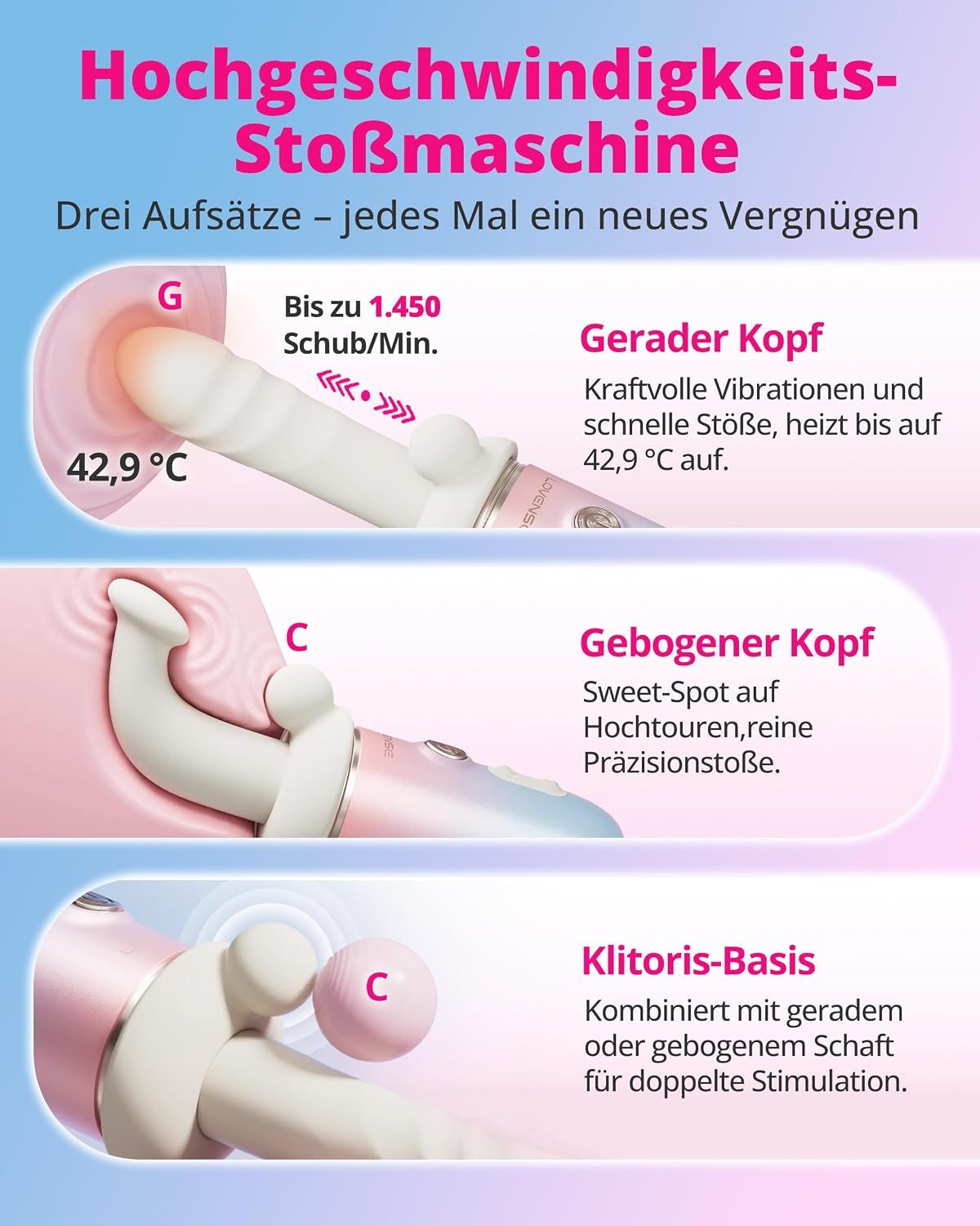 Wasserdichter IPX6-Vibrator, einfach zu bedienen und zu reinigen, mit Spritzwasser-Effekt.