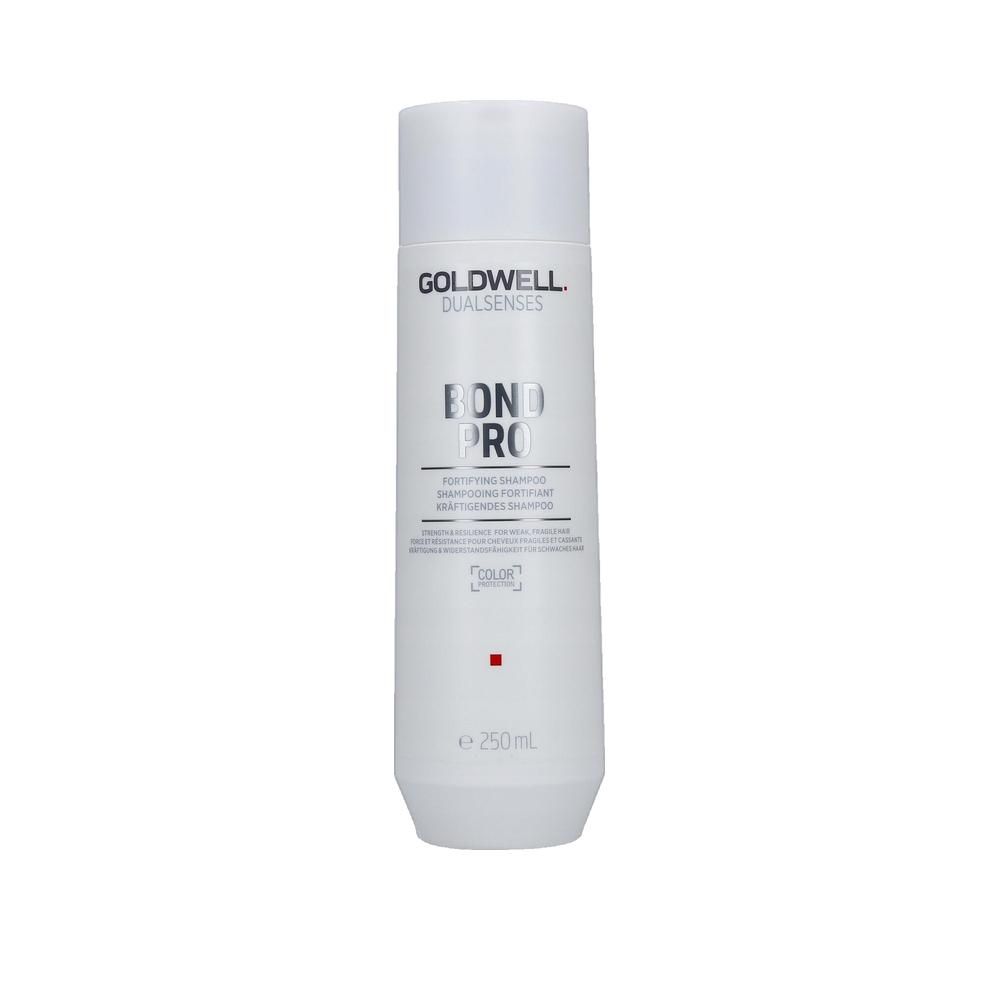 Goldwell Dualsenses Bond Pro Shampoo. Weiße Flasche mit schwarzer Schrift. Produktname und Logo deutlich sichtbar.