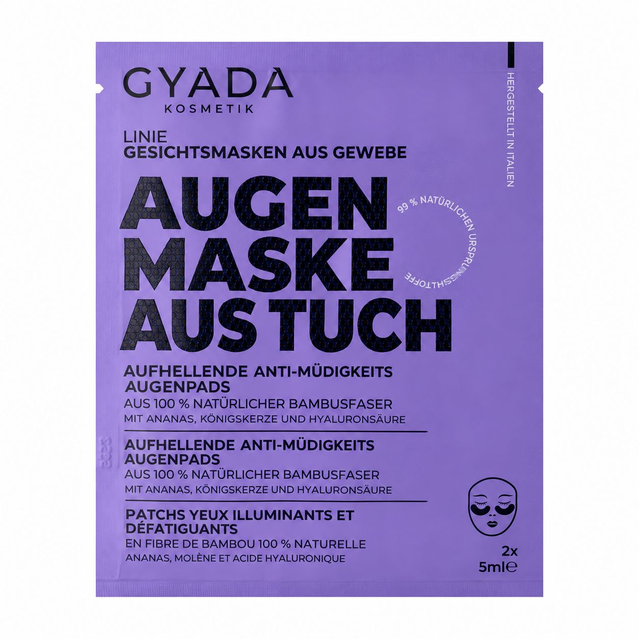 Gyada Kosmetik Augenmaske aus Bambusfaser, mit Ananas und Hyaluronsäure.