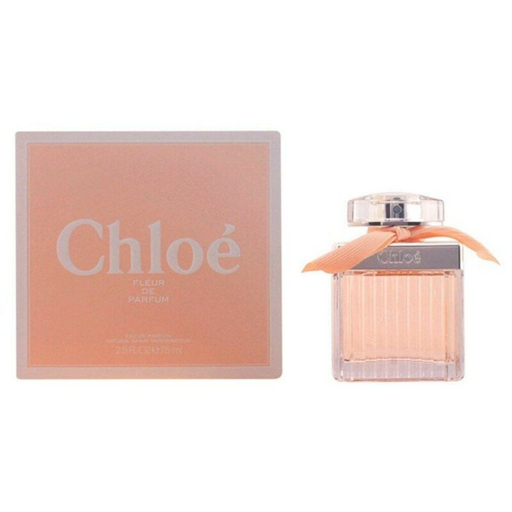 Flakon und Verpackung. Flakon quadratisch, geriffelt, mit Schleife. Verpackung rosa, Aufschrift Chloé.