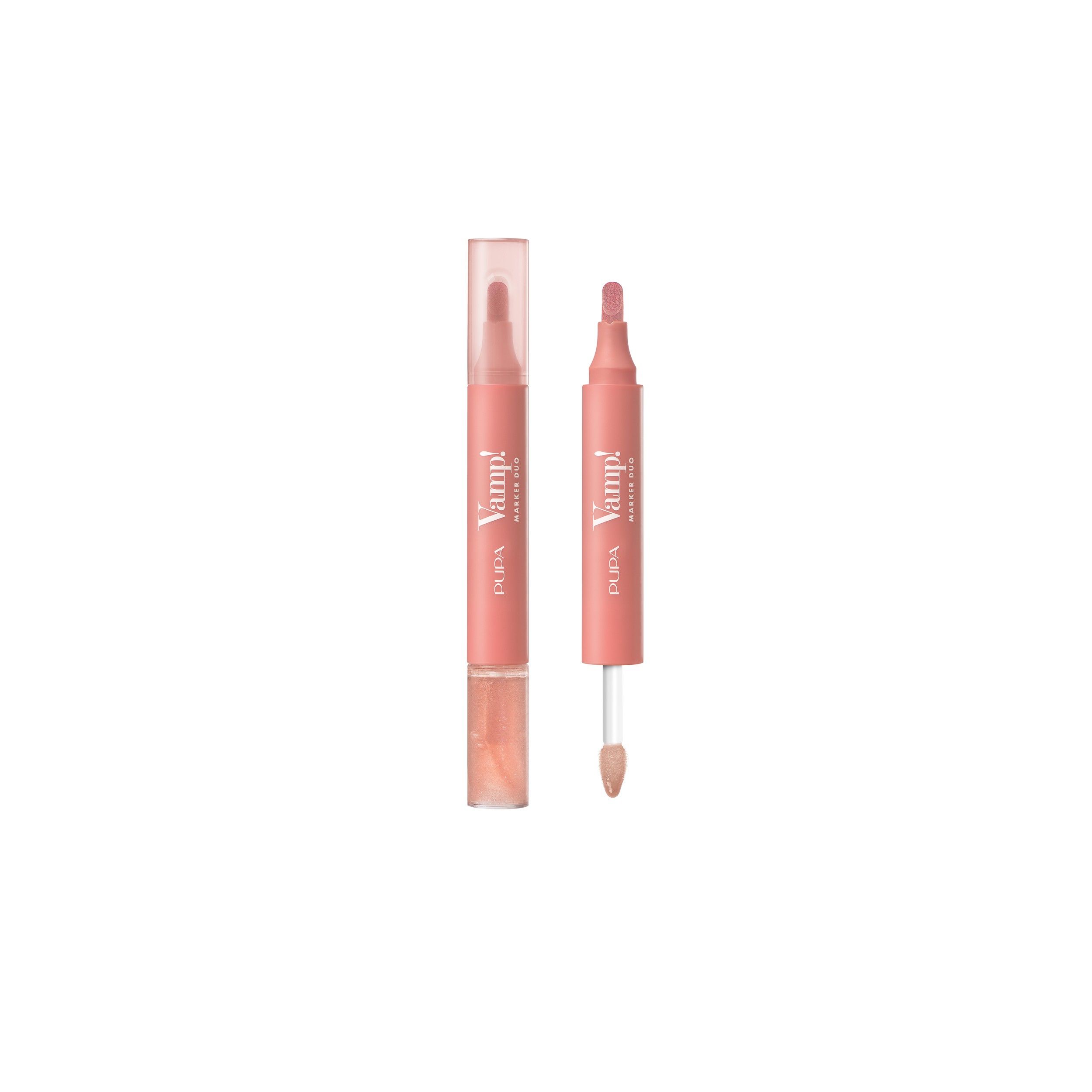 Pupa Vamp! Marker Duo Lippenstift & Gloss 3-in-1 mit Hyaluronsäure - 002 Frozen Rose