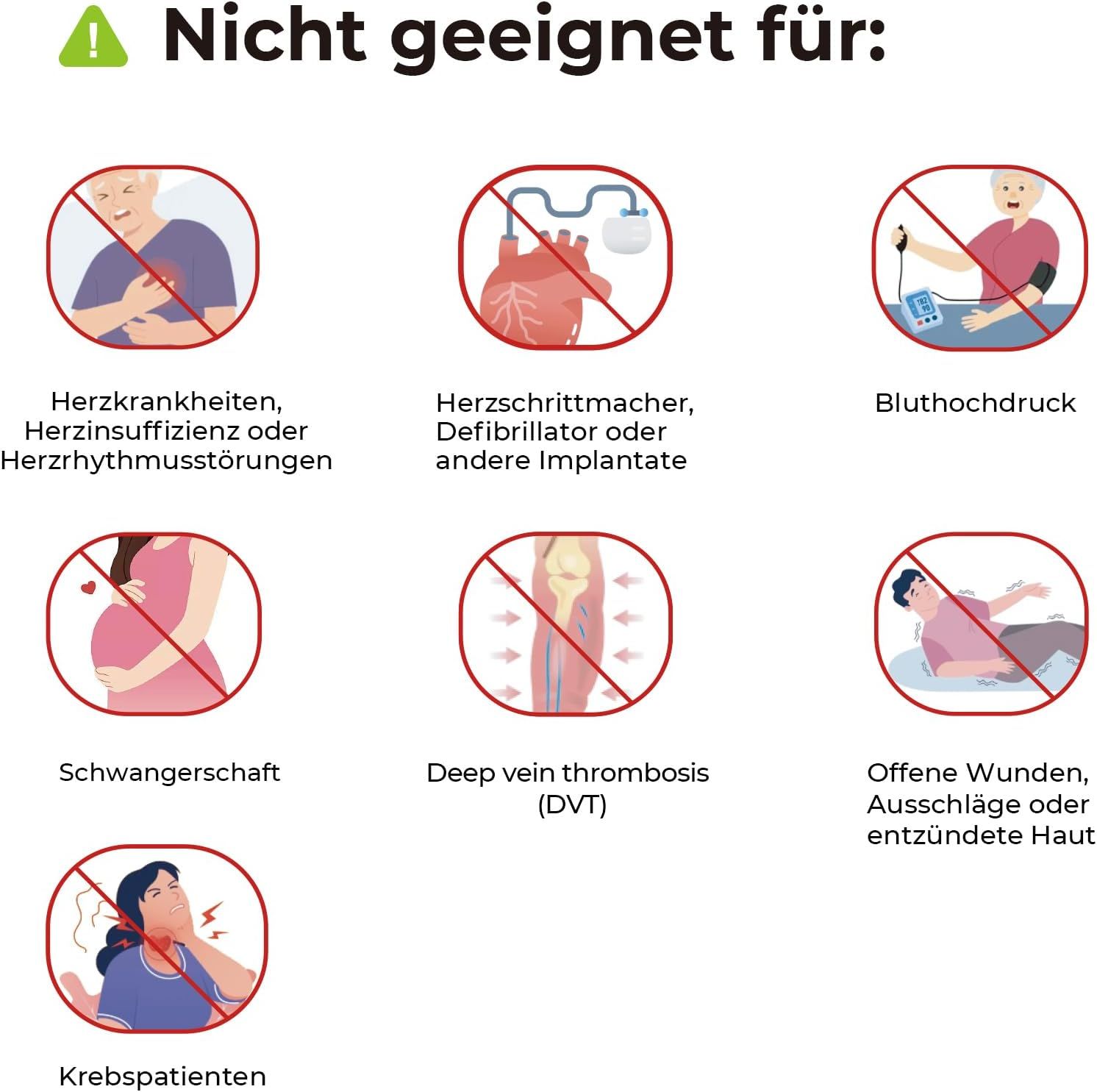 TENS-Gerät mit offenem Koffer, zeigt Pads, Beutel und das Gerät mit verschiedenen Programmen auf dem Bildschirm.