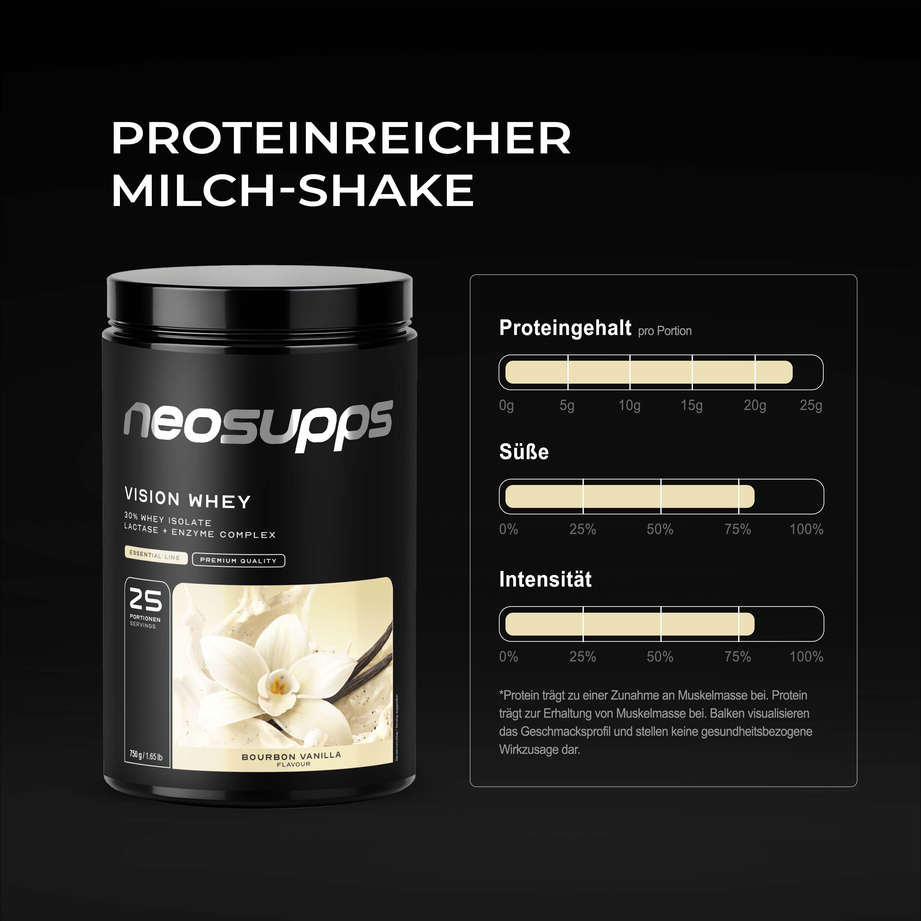 Neosupps Vision Whey Protein Bourbon Vanilla, 750g, Protein Pulver für Proteinshakes
