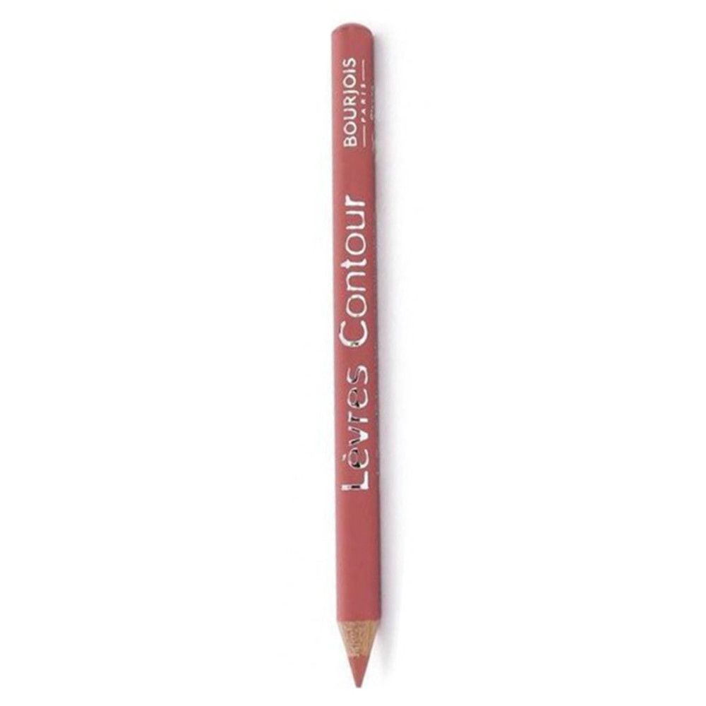 Lippenkonturenstift, braun-rosa. Aufschrift: Lèvres Contour, Bourjois Paris. Stiftspitze sichtbar.