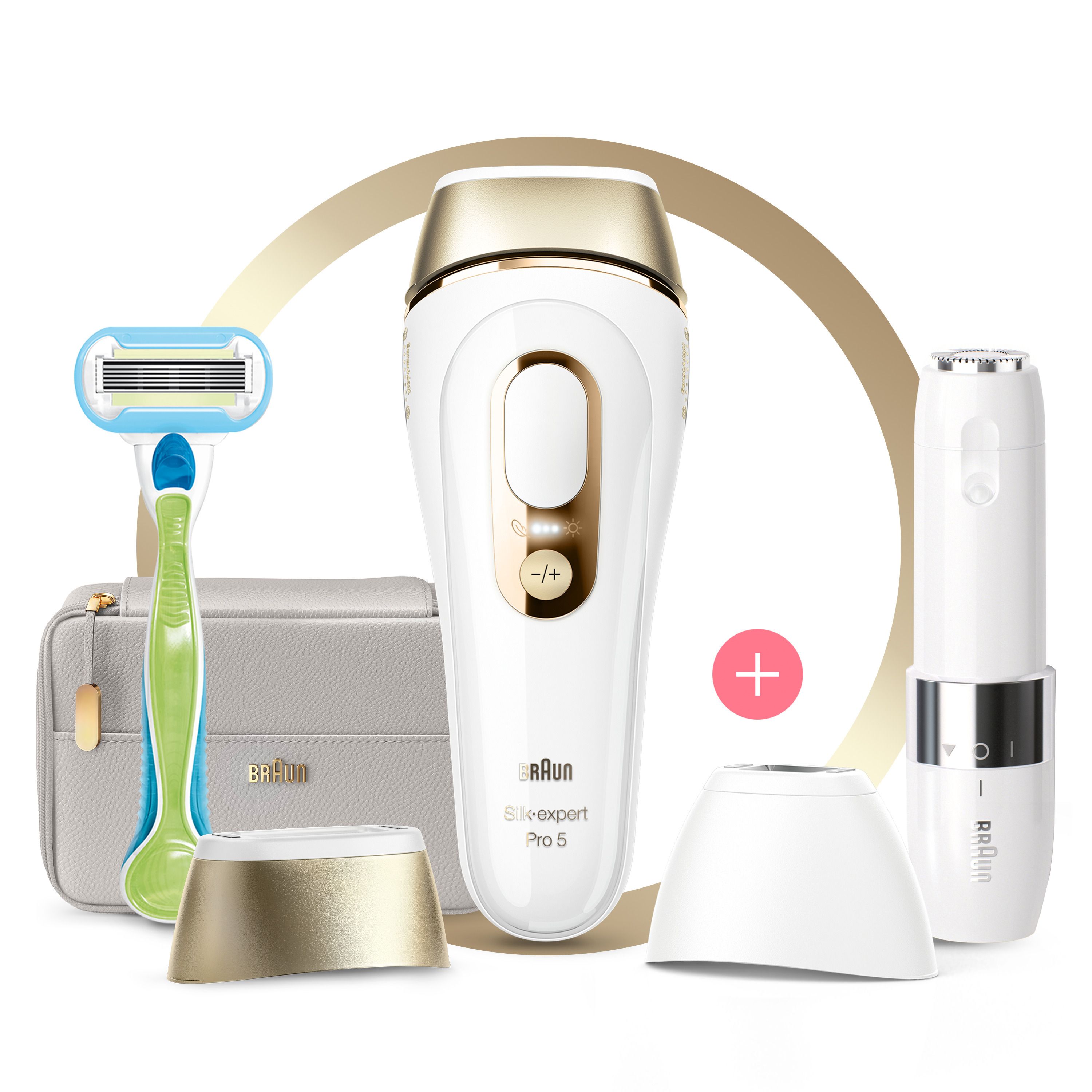 Braun - IPL System "Silk-expert Pro PL5159 + Mini-Gesichtsrasierer" in Rosegold & Weiß