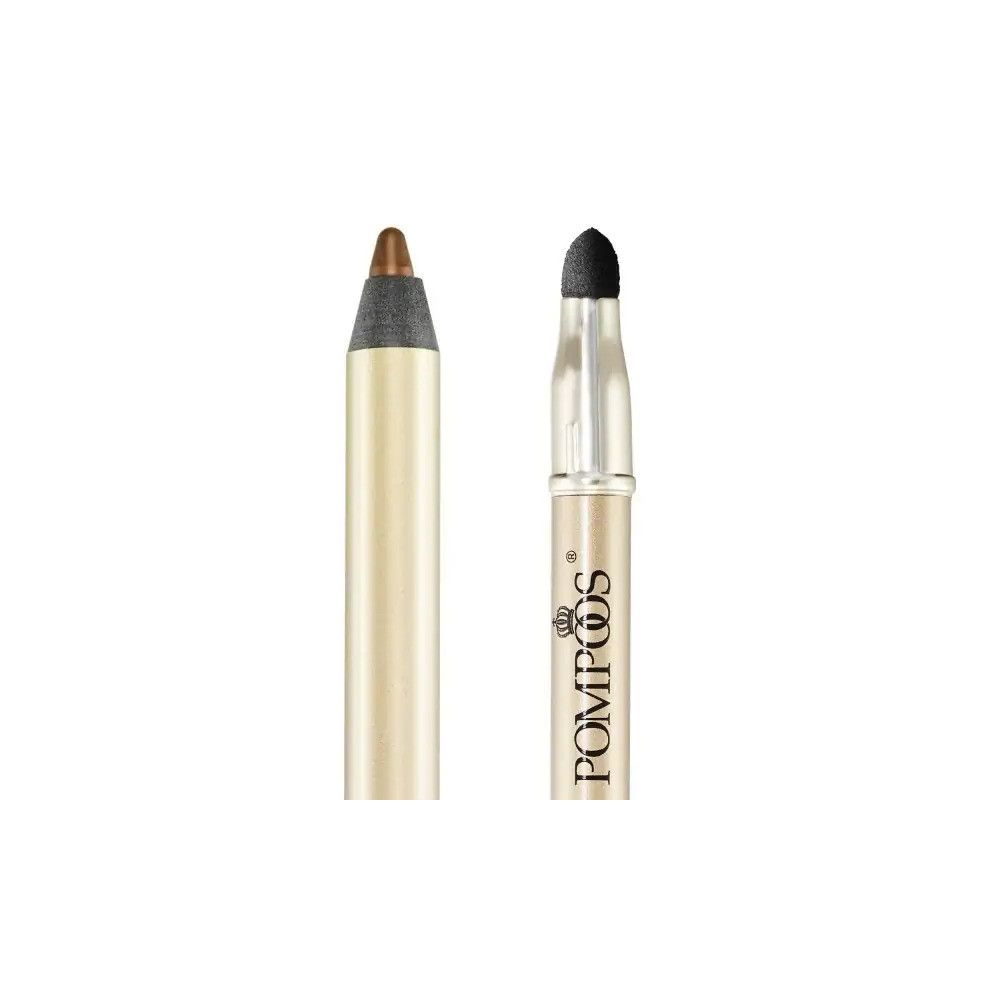 Augen-Make-up-Stift mit goldfarbenem Gehäuse und schwarzem Applikator. Aufschrift: Pompöös.
