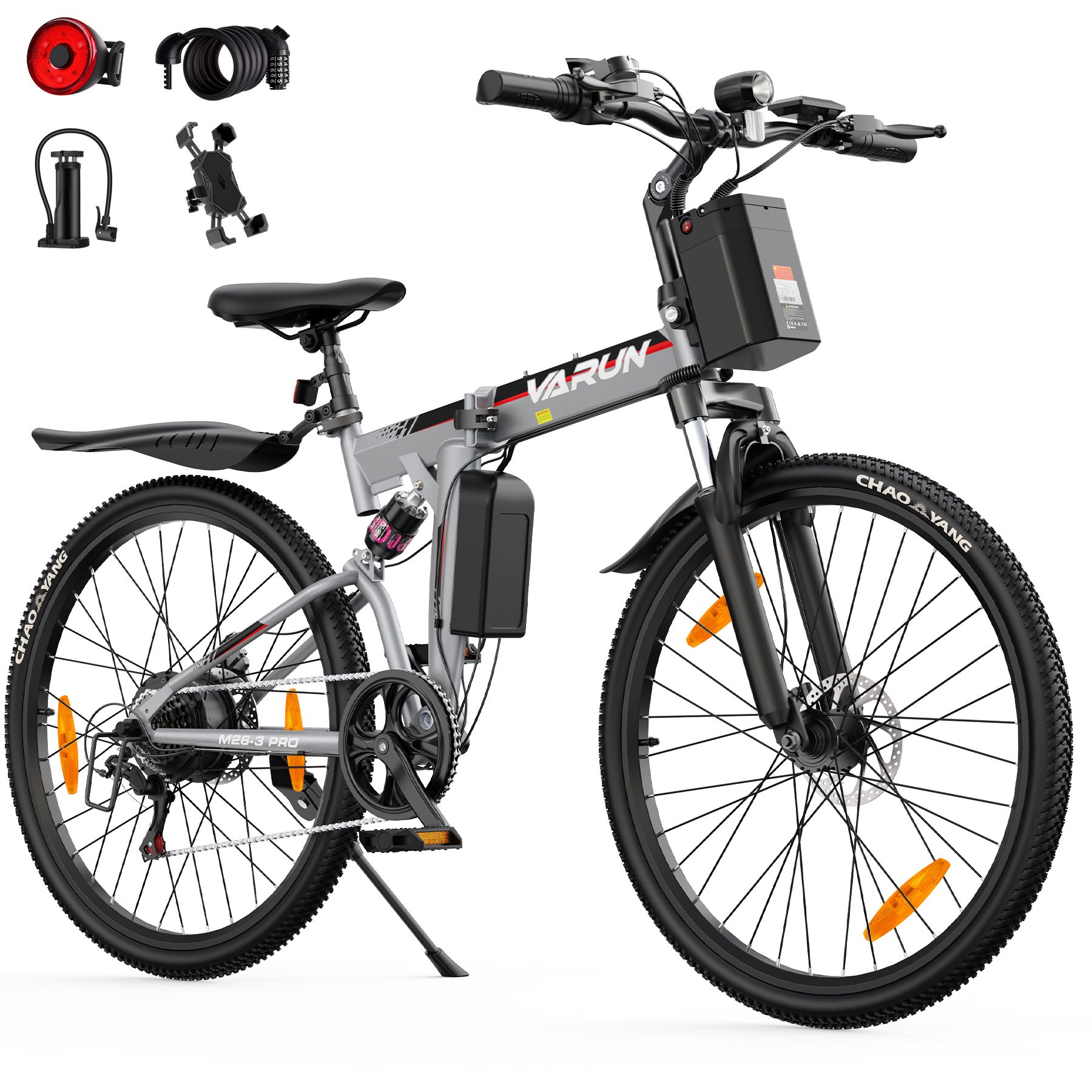 VARUN M26-3 PRO Faltbares E-Bike, 48V 7,8Ah Akku, Vollfederung