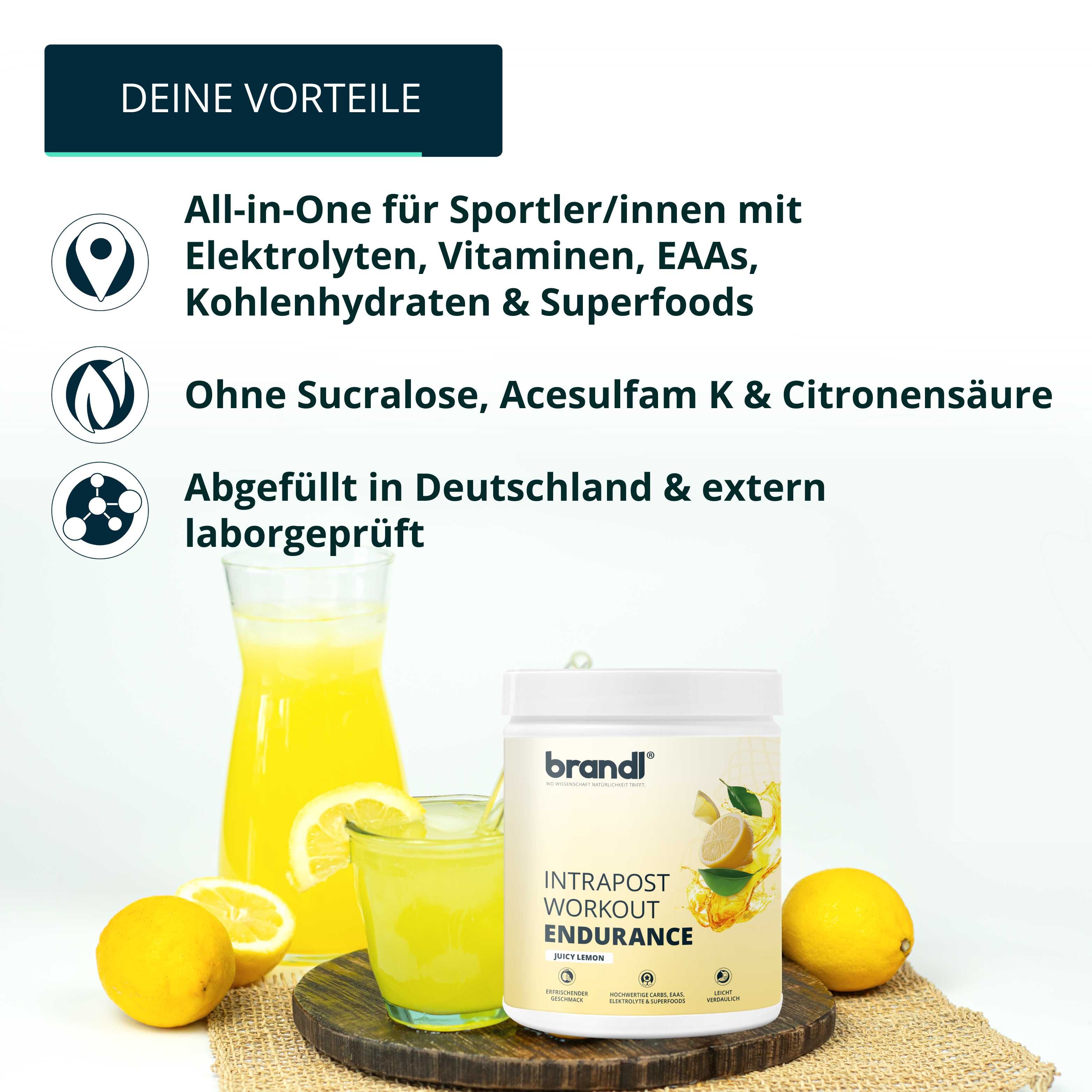 brandl® Ausdauer-Drink Elektrolyte (Mineralien) | Isotonisches Getränk | EAAs-Pulver & Superfoods