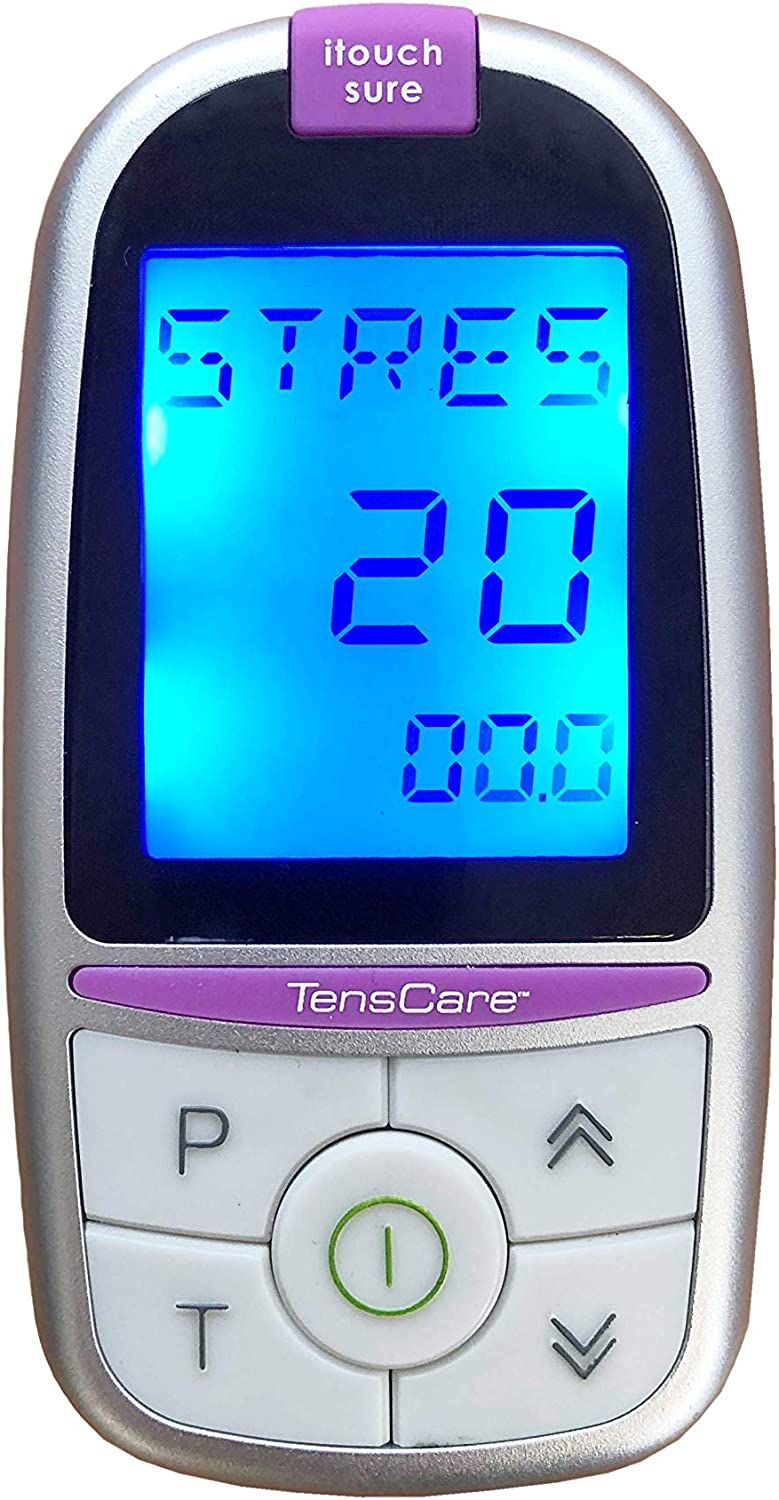 Gerät mit Display. Display zeigt 'STRES', '20' und '00.0'. Gerät hat Tasten mit Beschriftung 'P' und 'T'.