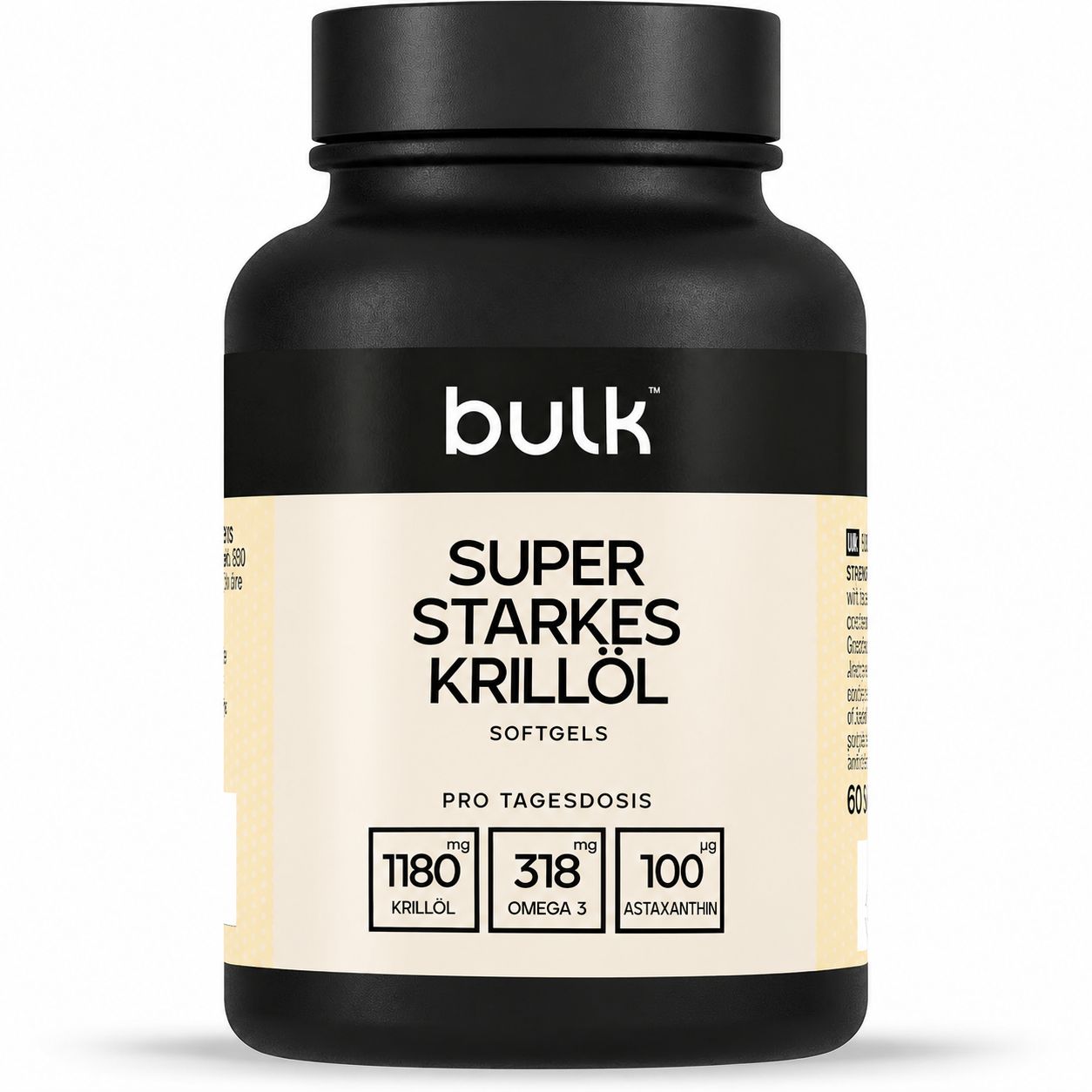 Bulk Super Starkes Krillöl Softgels, 1180mg Krillöl, 318mg Omega 3, 100mg Astaxanthin.