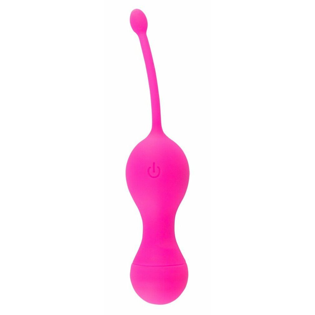 Pinkfarbenes Produkt mit länglicher Form, Kugel und Stiel. Auf dem Produkt ist ein Ein-/Ausschalter abgebildet.
