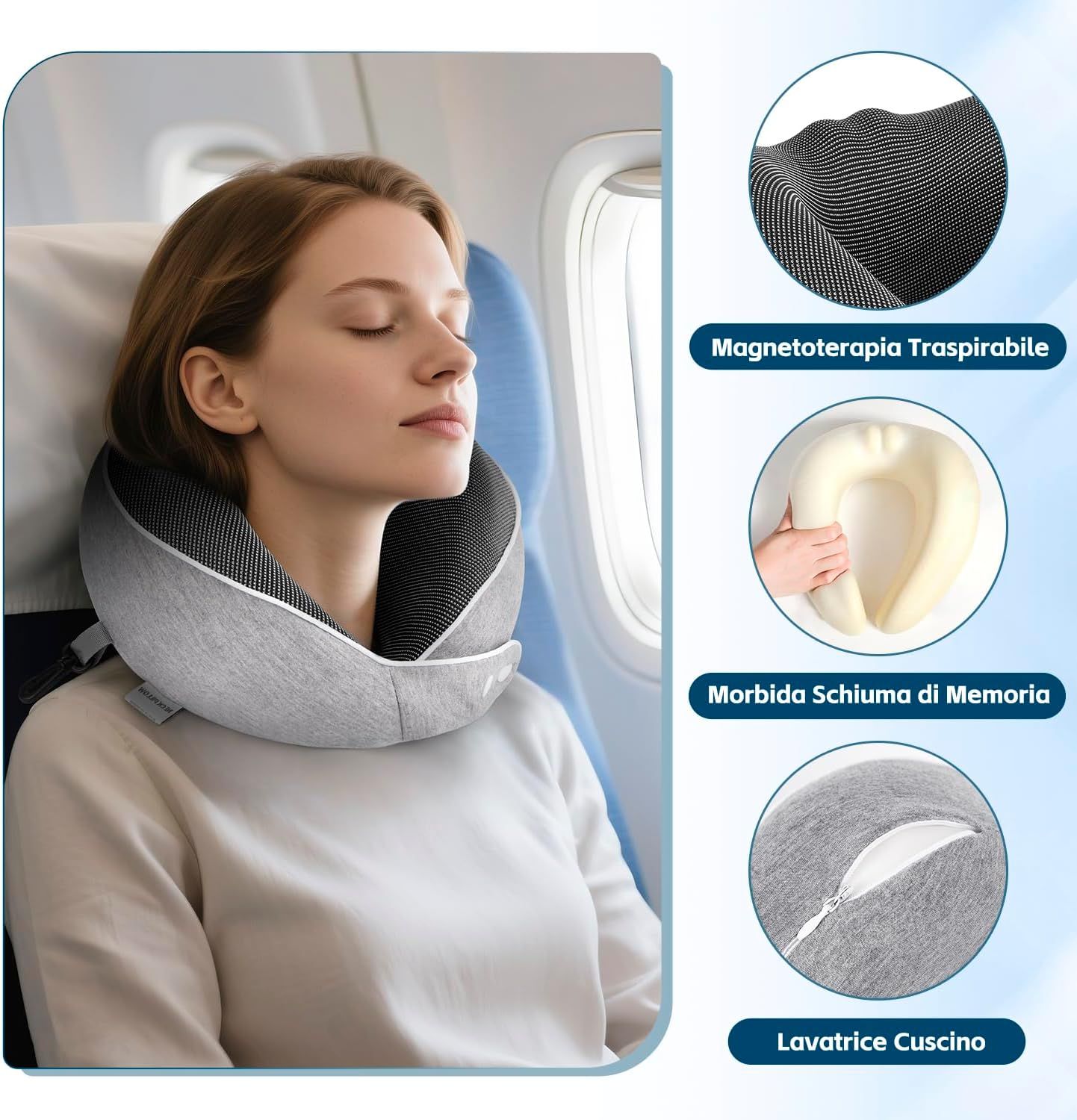 Nourideaux Nackenkissen Grau Flugzeug Reise
