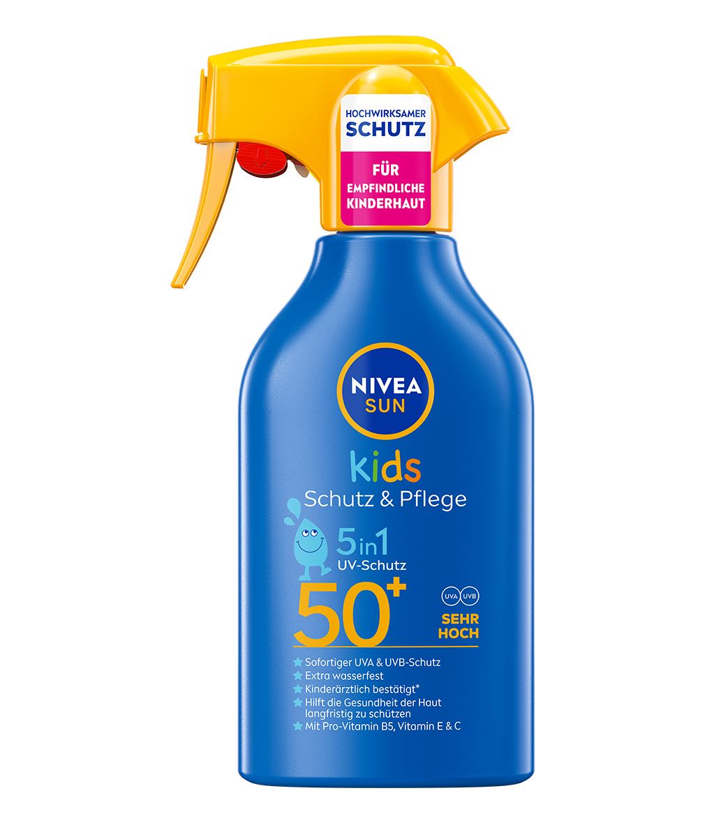 NIVEA Sun Kids Schutz & Pflege Sonnenspray LSF 50+: 5in1 UV-Schutz für empfindliche Kinderhaut.