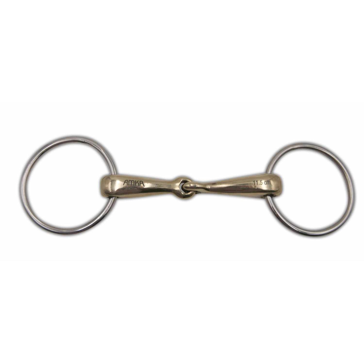 Gebiss mit zwei Ringen und einem Mittelstück. Logo: AMKA.