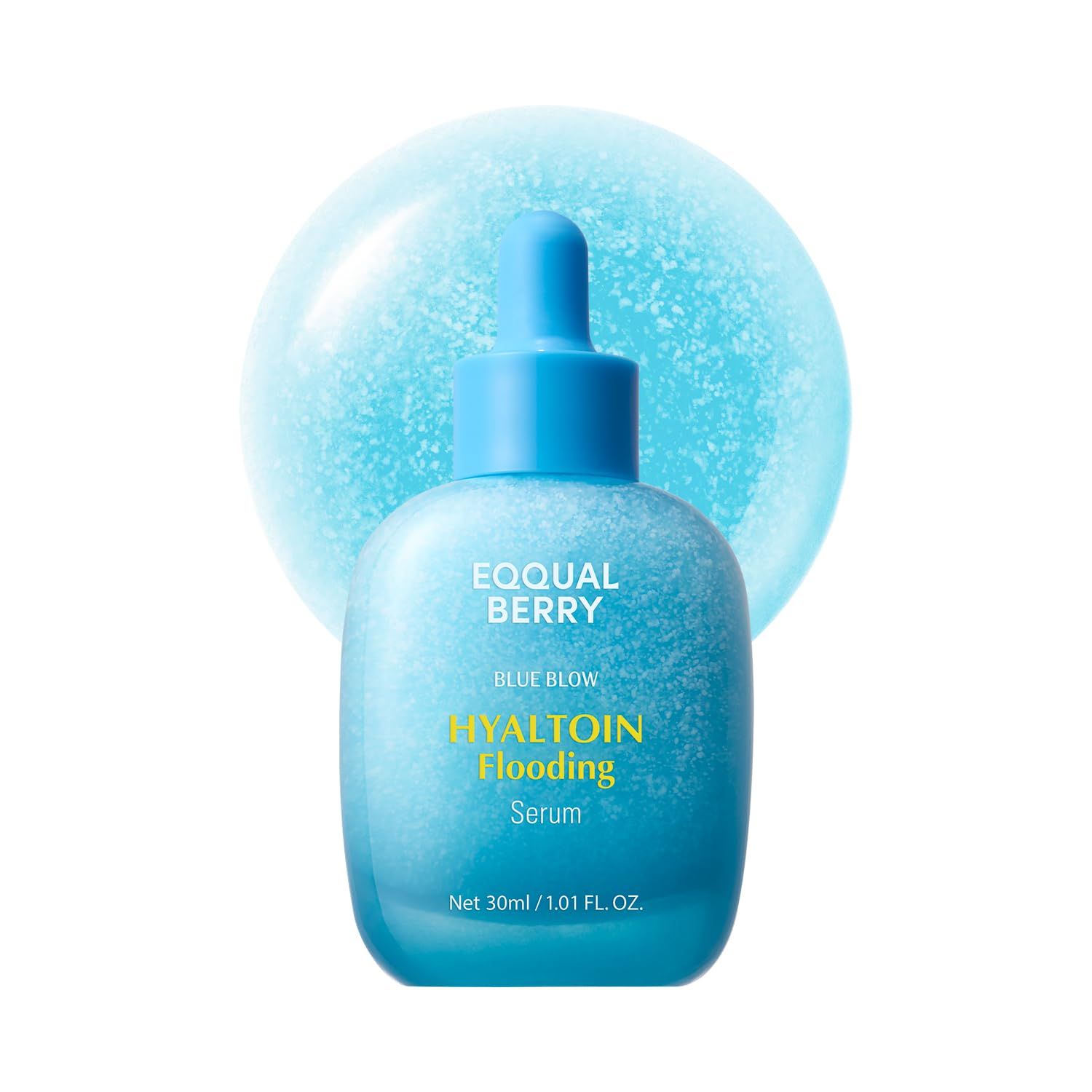 Blaue Serumflasche mit Pipette, 30ml. Beschriftung: EQQUAL BERRY HYALITOIN Flooding Serum.