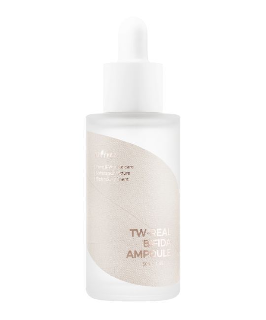 Klarflasche mit weißem Deckel und Aufschrift TW-REAL BIFIDA AMPOULE. Etikett mit Produktinformationen.