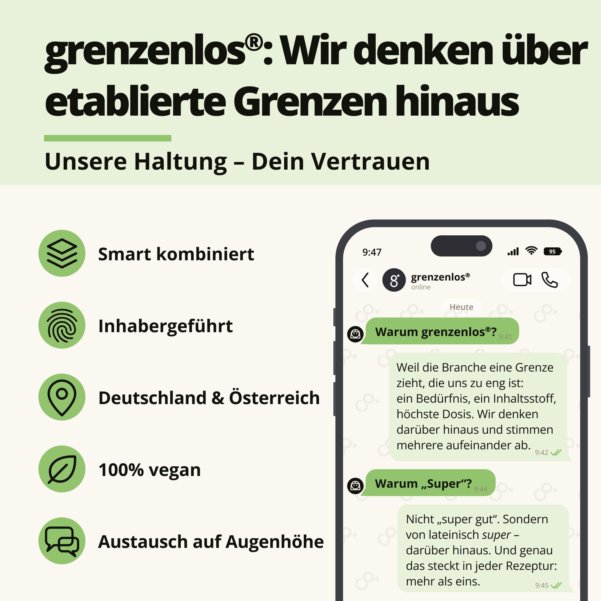 Drei braune Glasflaschen mit Pipettenverschluss, gefüllt mit Super Bitter Tropfen. Einzelne Etiketten mit grünen Akzenten.