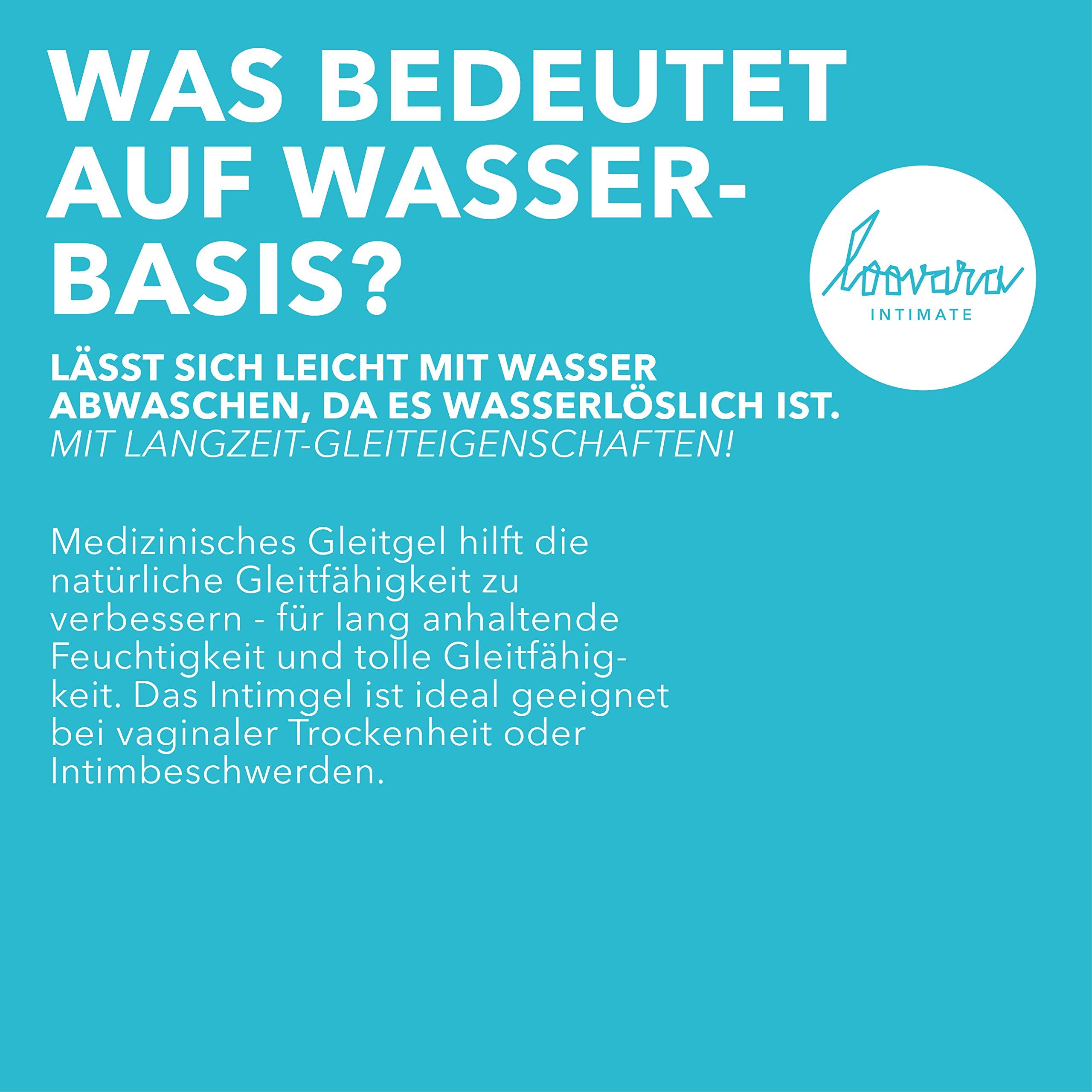 LOOVARA Intimate Logo und Text über wasserbasiertes medizinisches Gleitgel.