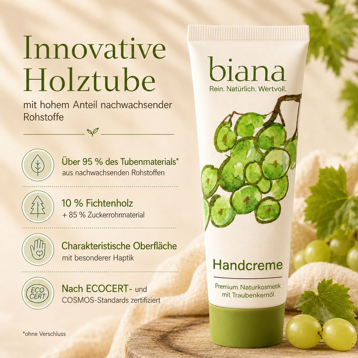 biana Handcreme – Premium Naturkosmetik mit Traubenkernöl OPC