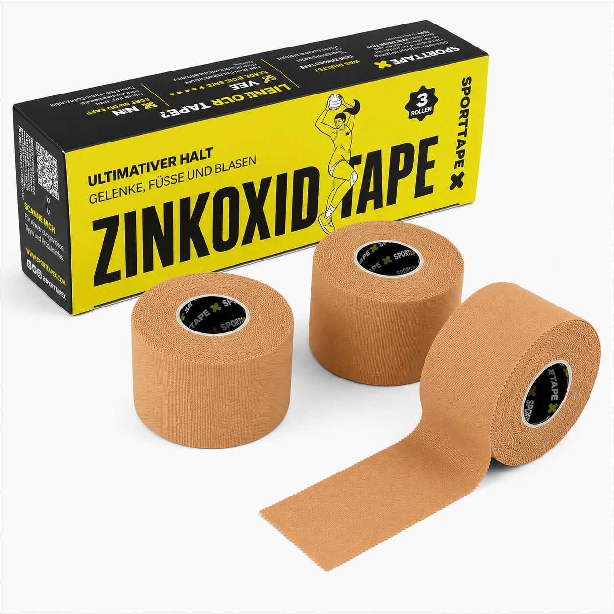 SPORTTAPE Premium Zinkoxid - 3,8 cm x 10 m