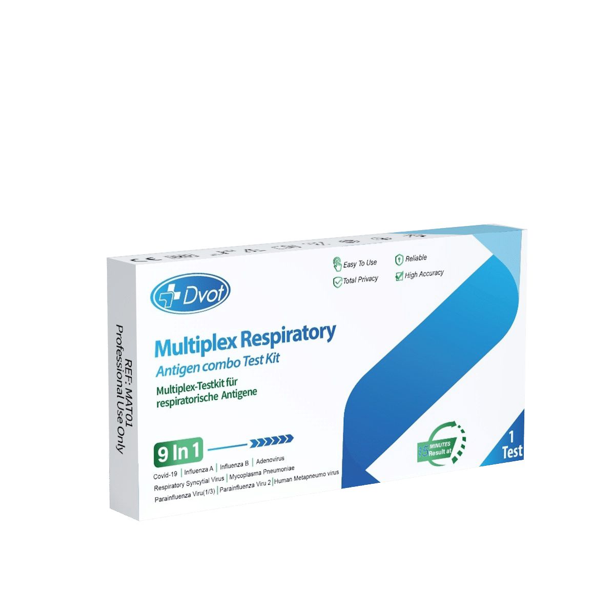 Schachtel mit Produktnamen und 9in1-Anzeige. Logo und Text in Deutsch und Englisch. Einzeltest-Packung.