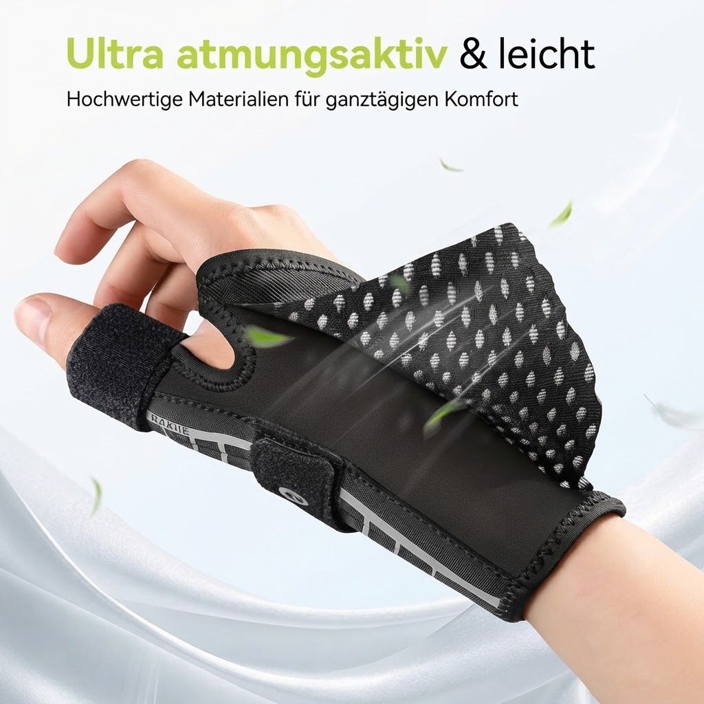 Atmungsaktive Handgelenkbandage mit Netzstruktur und Belüftungseffekten.