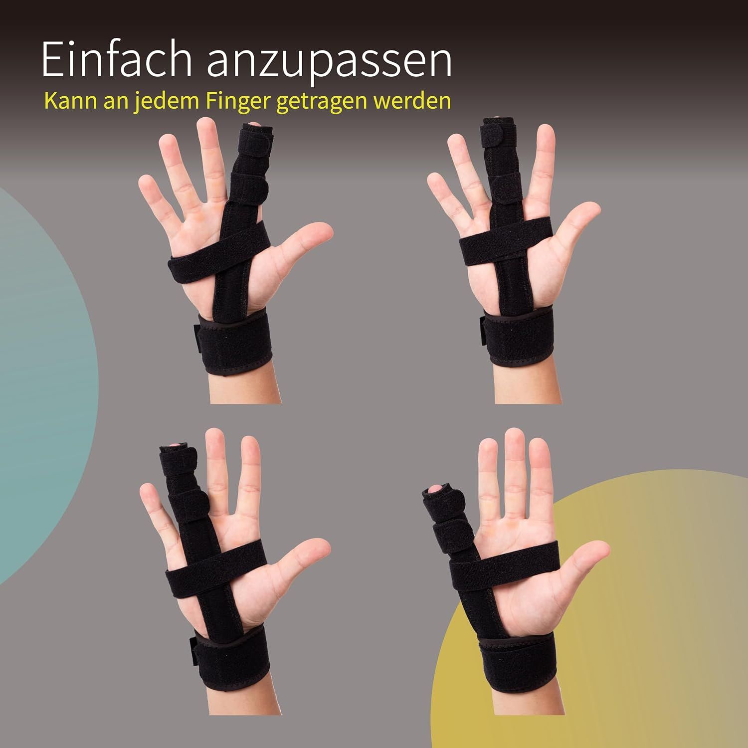 Finger-Schiene zur Stabilisierung einzelner Finger, verstellbar.