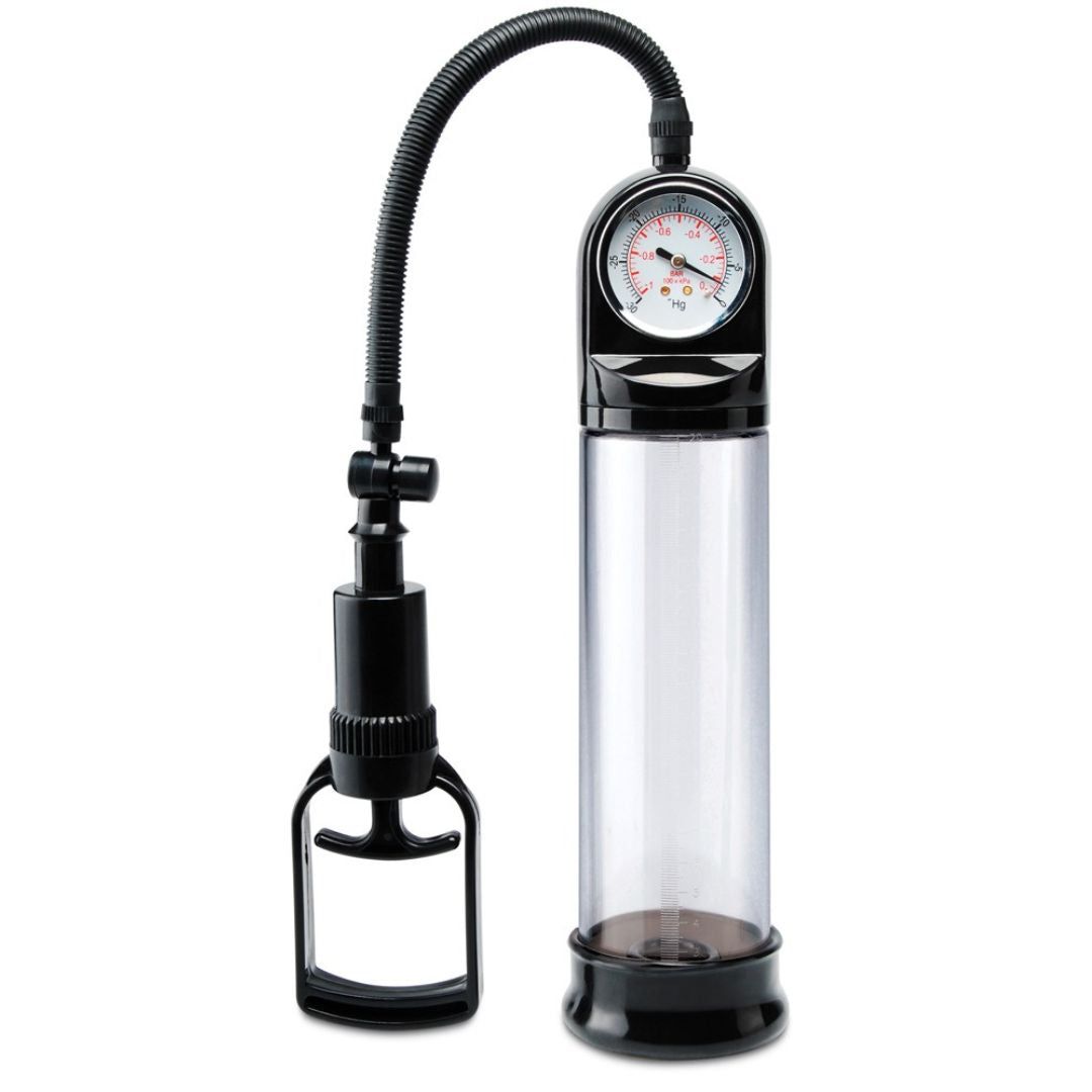 Penispumpe „Accu-Meter Power Pump“ mit Druckmesser | Effektives Potenz-Training | Pumpset!