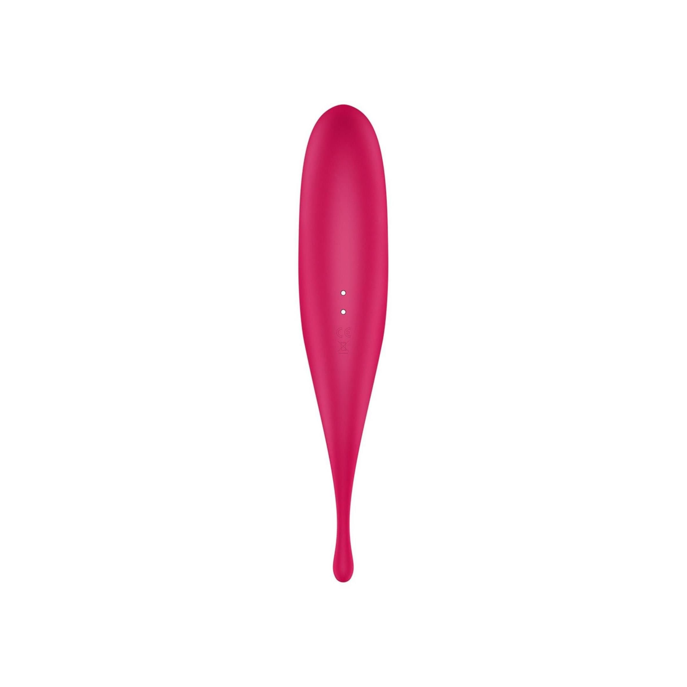 Pinker Stimulator mit zwei Knöpfen auf der Vorderseite und einer tropfenförmigen Spitze.